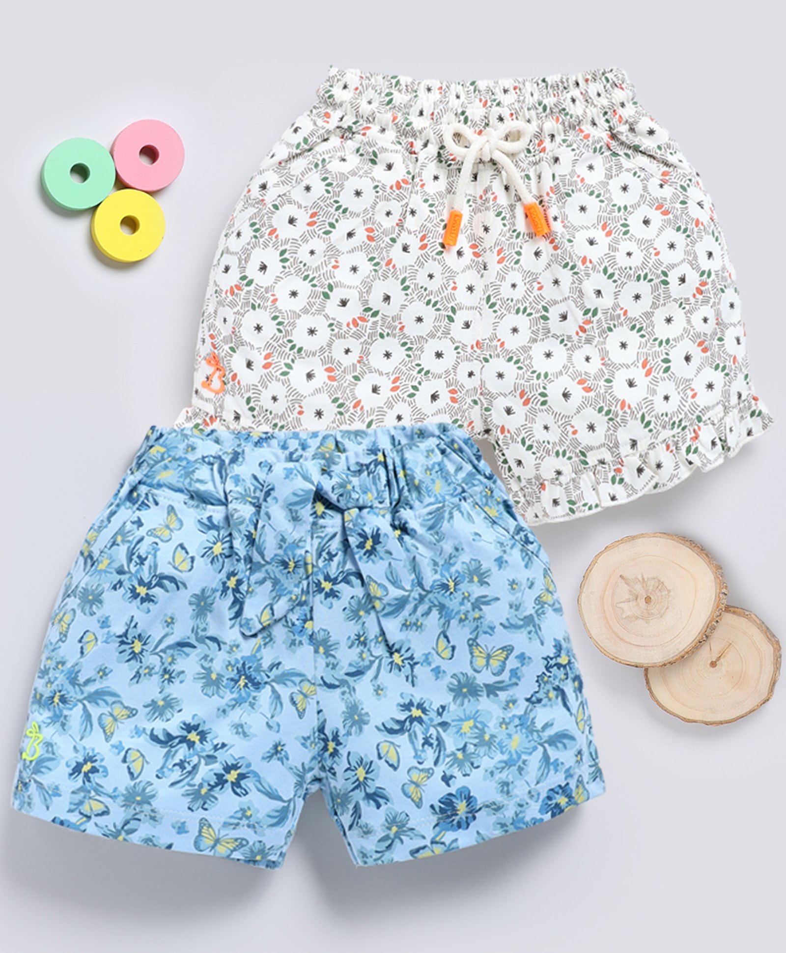 Biskid Sinker Pack Of 2 Floral Printed Shorts - Multi Colour & Blue-picture-21