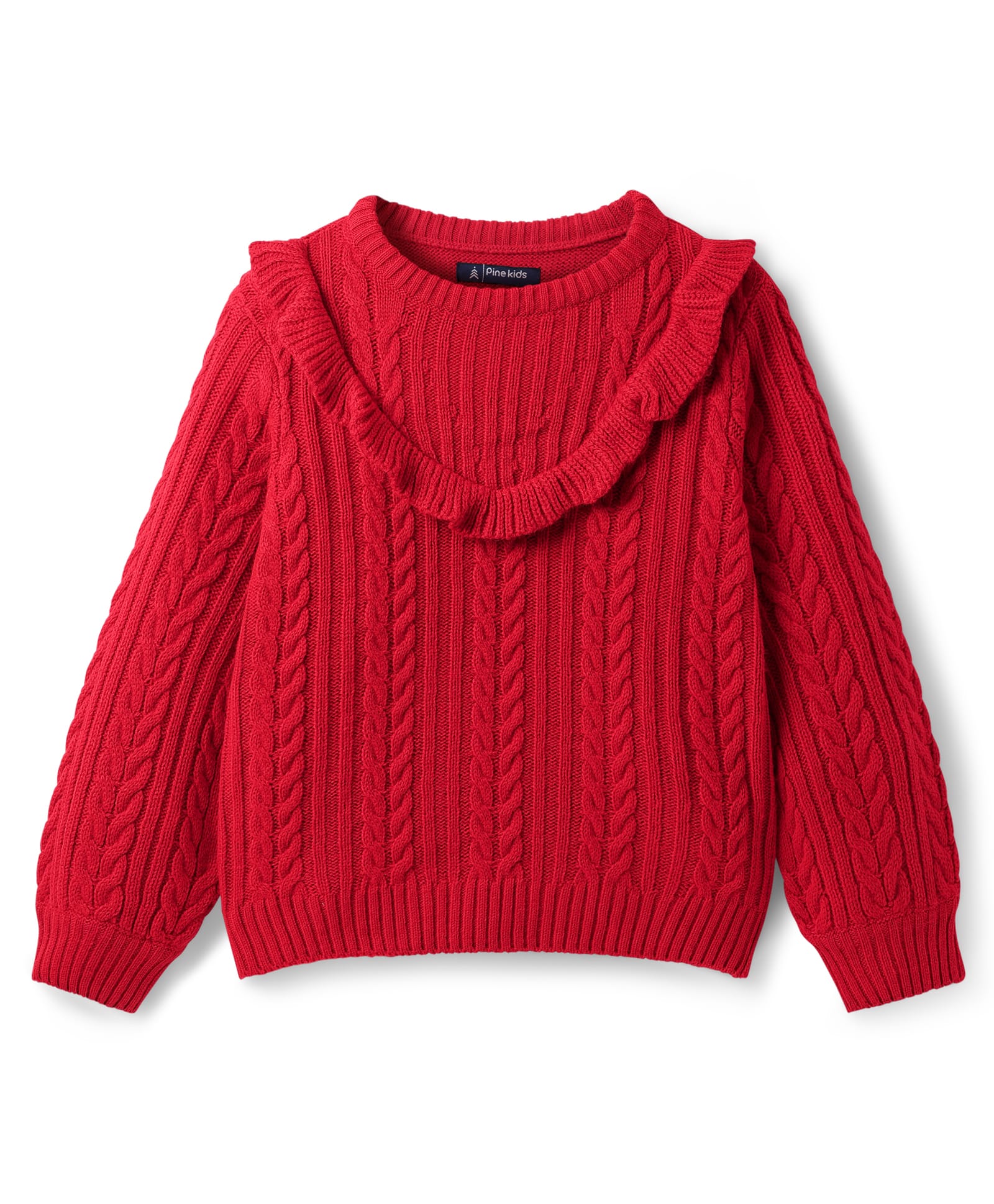 Pine Kids Knit Full Sleeves Pullover with Cable Knit Design - Red-picture-15