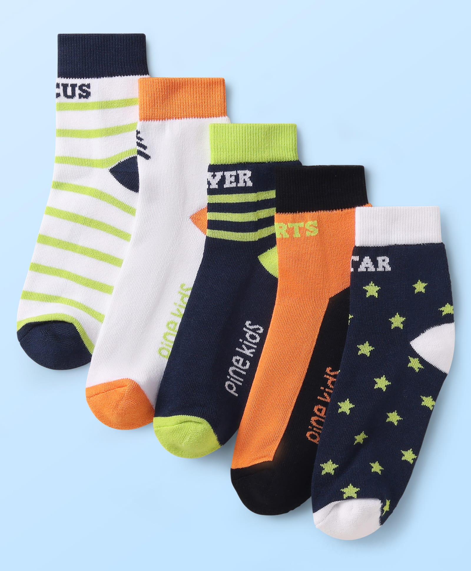 Pine Kids Cotton Knit Ankle Length Designed Socks Pack of 5 (Color May Vary)-image-18