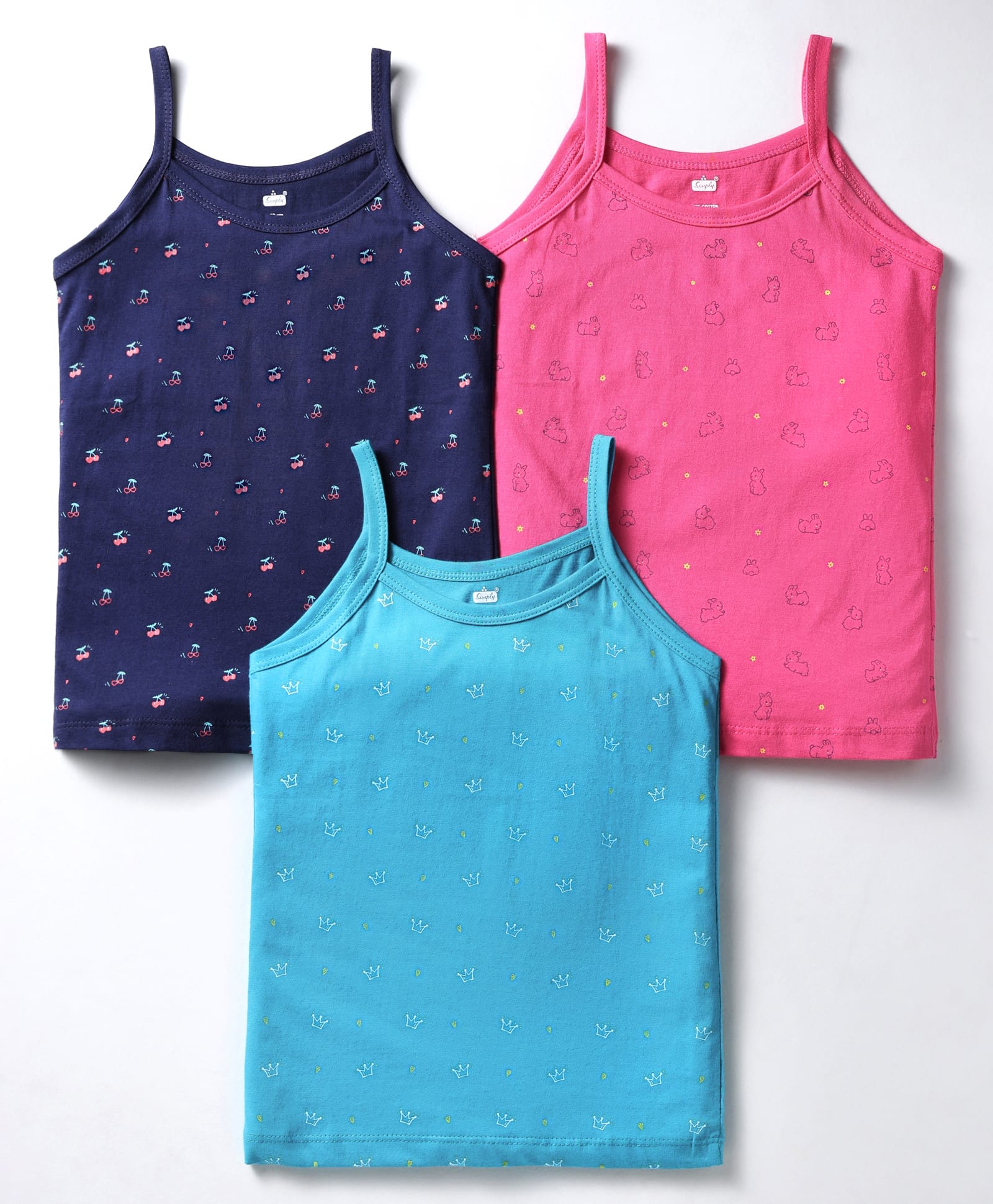 Simply Sinker Knit Slips With Fruits & Animal Print Pack Of 3 - Navy Blue Pink & Turquoise-image-34