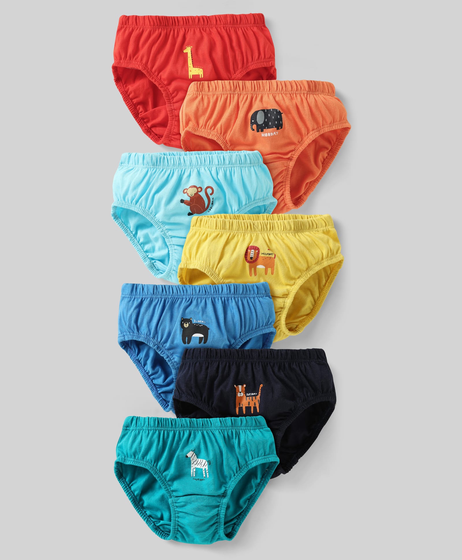 Simply Sinker Knit Briefs With Animal Print Pack Of 7 - Multicolour-image-41