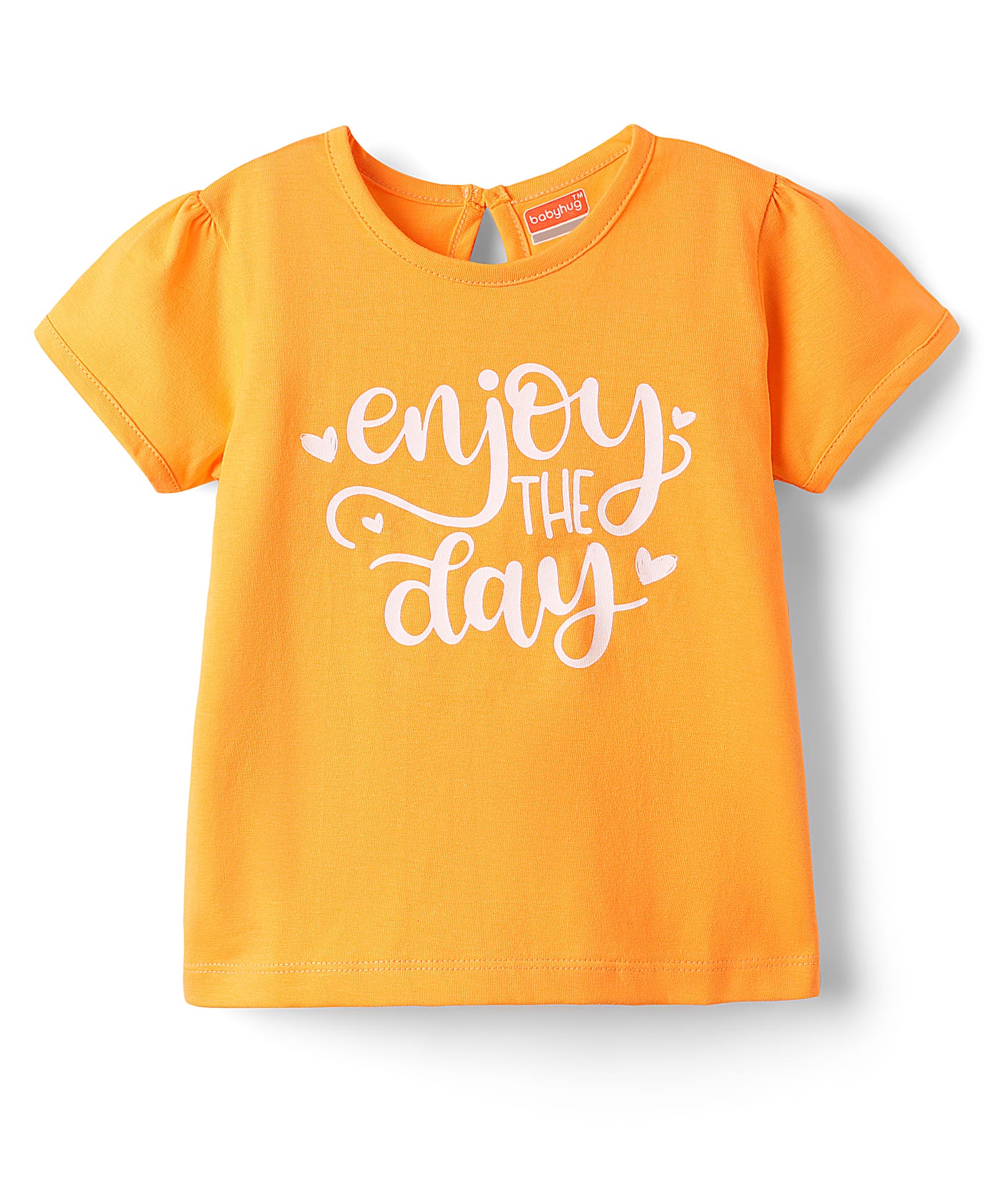 Babyhug 100% Cotton Knit Half Sleeves T-Shirt with Text Print - Yellow-picture-17