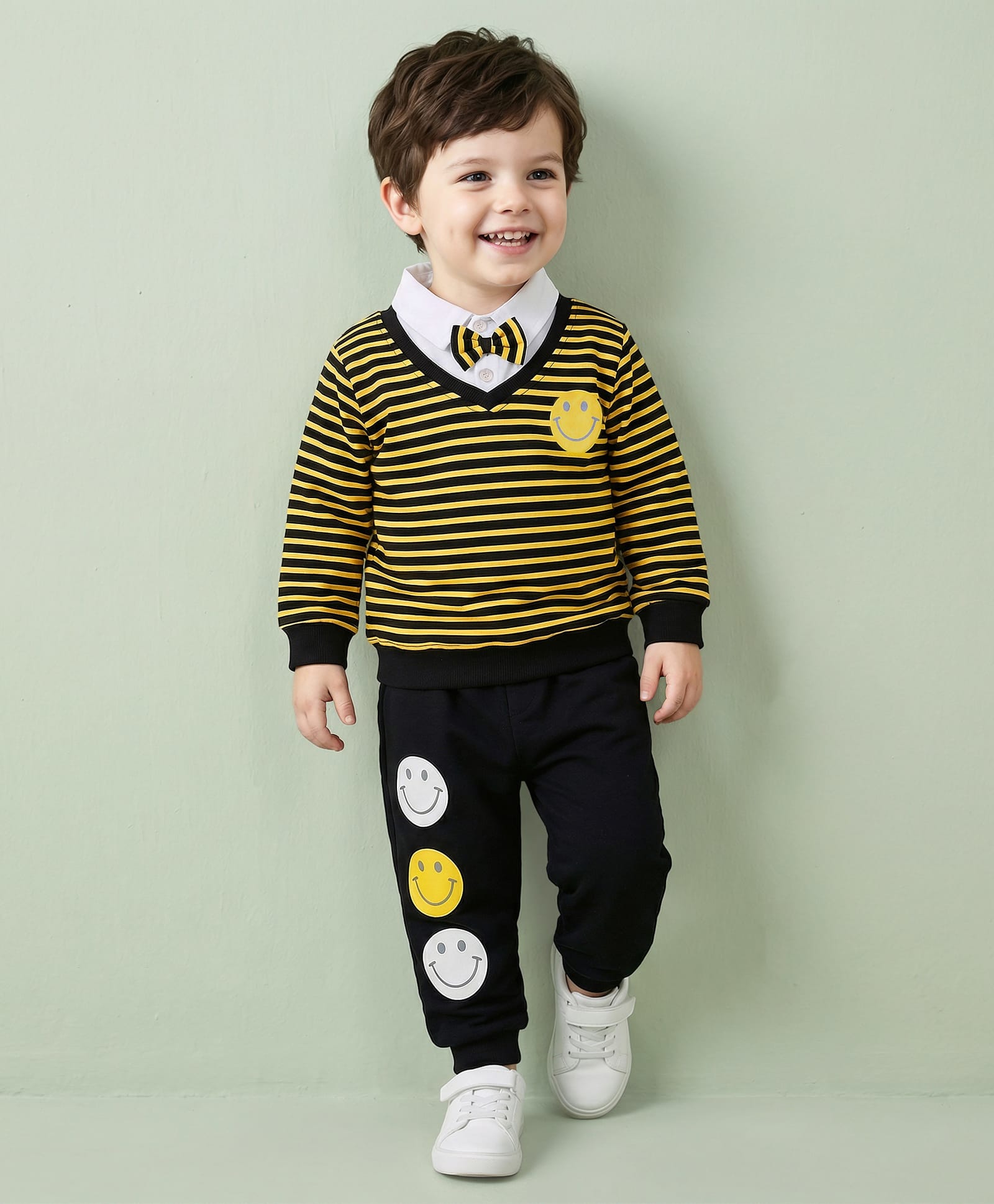 Mark & Mia Terry Knit Full Sleeves T-Shirt & Lounge Pant Set With Graphics & Bow Detailing - Multicolour