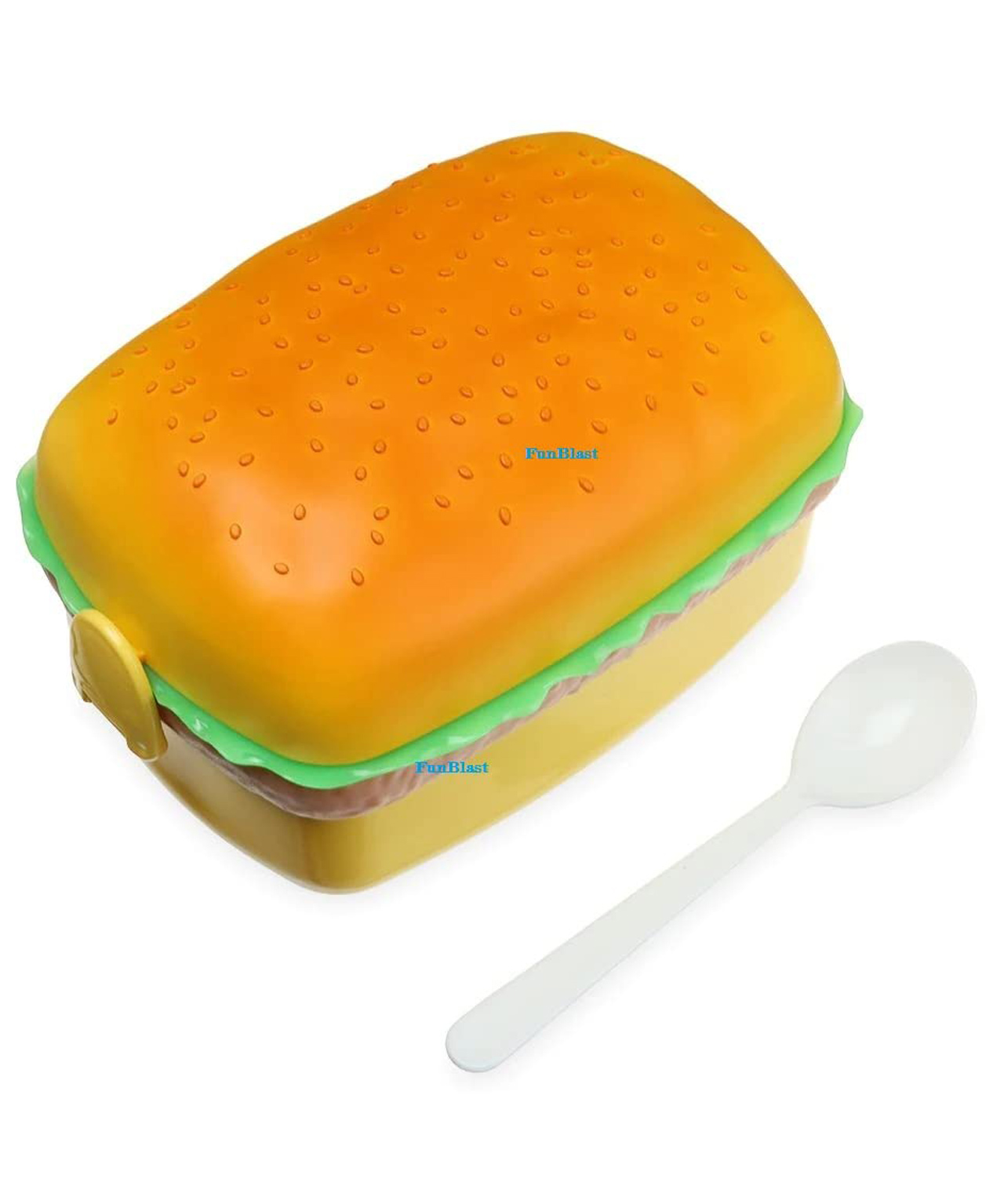 Bunie Burger Shape Lunch Box with Spoon & Fork for Kids - Yellow (color may vary)-image-5