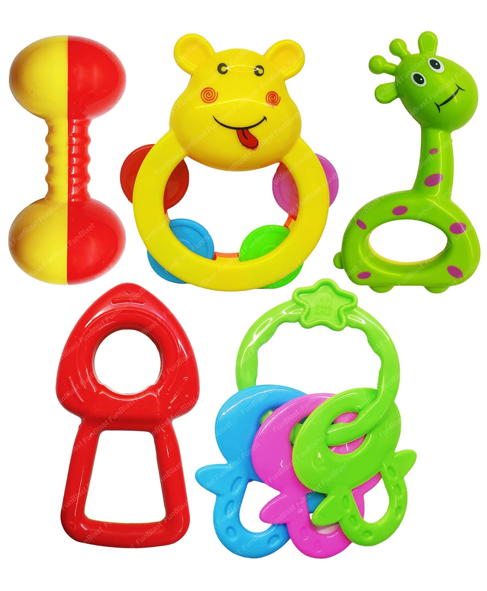 Bunie Colourful Attractive Sound Rattles for Babies5 Pcs Assorted Design-image-26