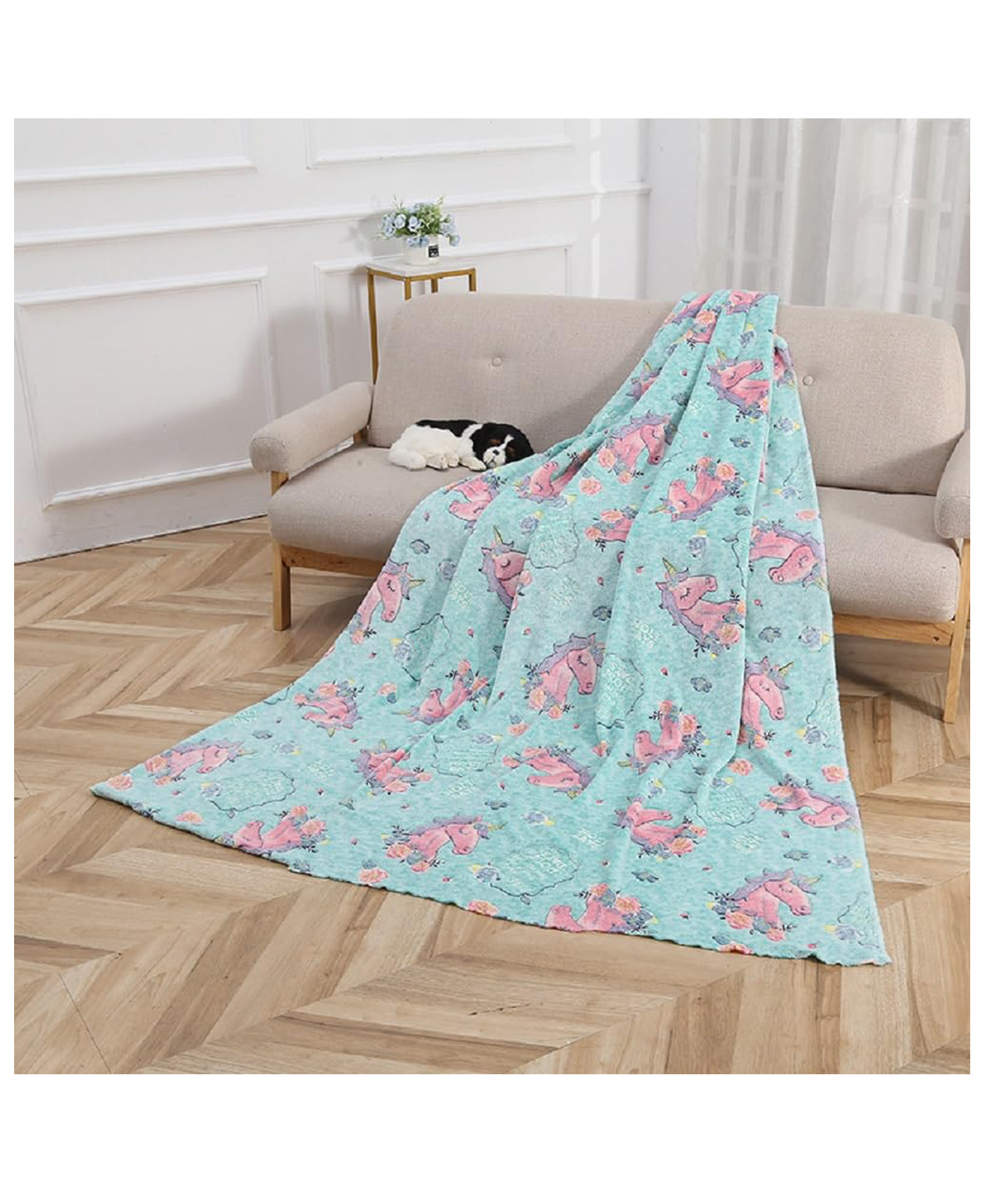 Bunie Unicorn Printed Glow in the Dark Blanket for Kids Multicolor-image-15