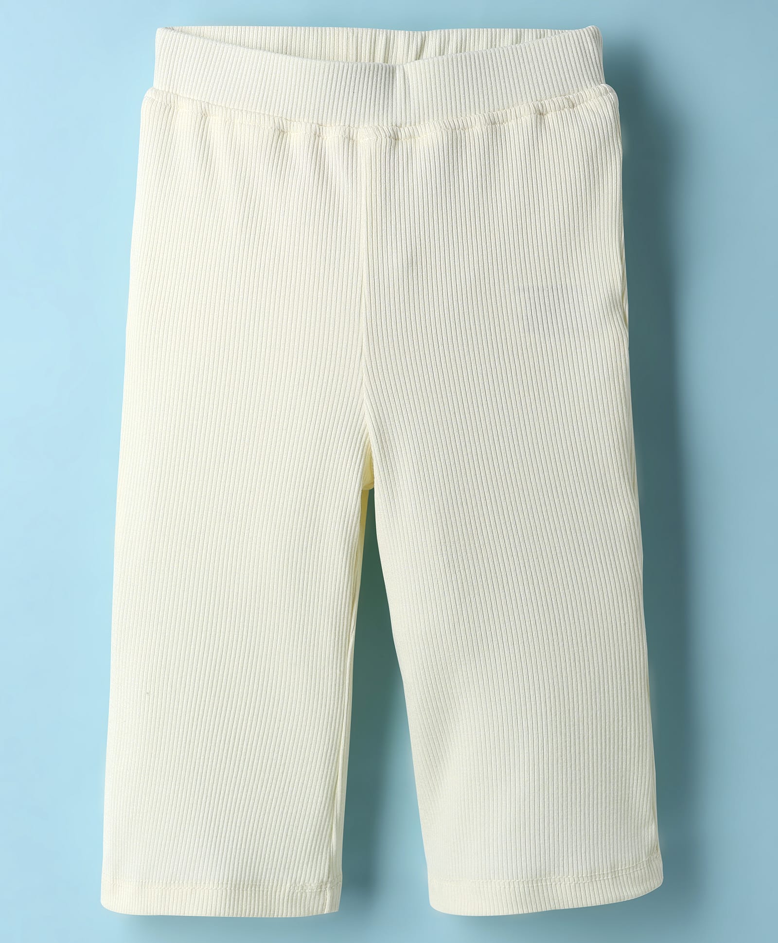 Little Kangaroos Cotton Knit Full Length Solid Colour Leggings - White-image-8