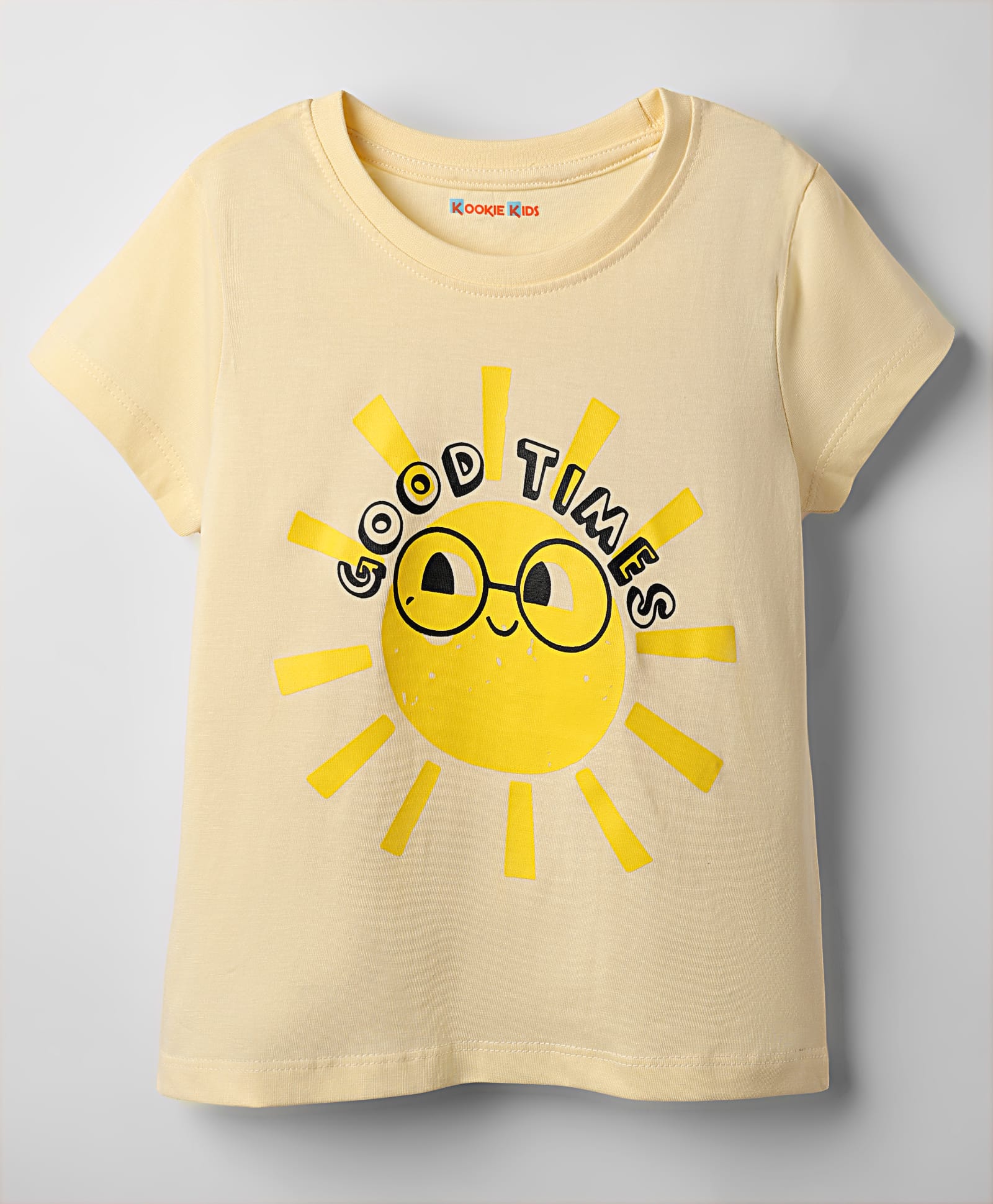 kookie kids india Kookie Kids Single Jersey Knit Half Sleeves T-Shirt With Sun Print - Cream-picture-10
