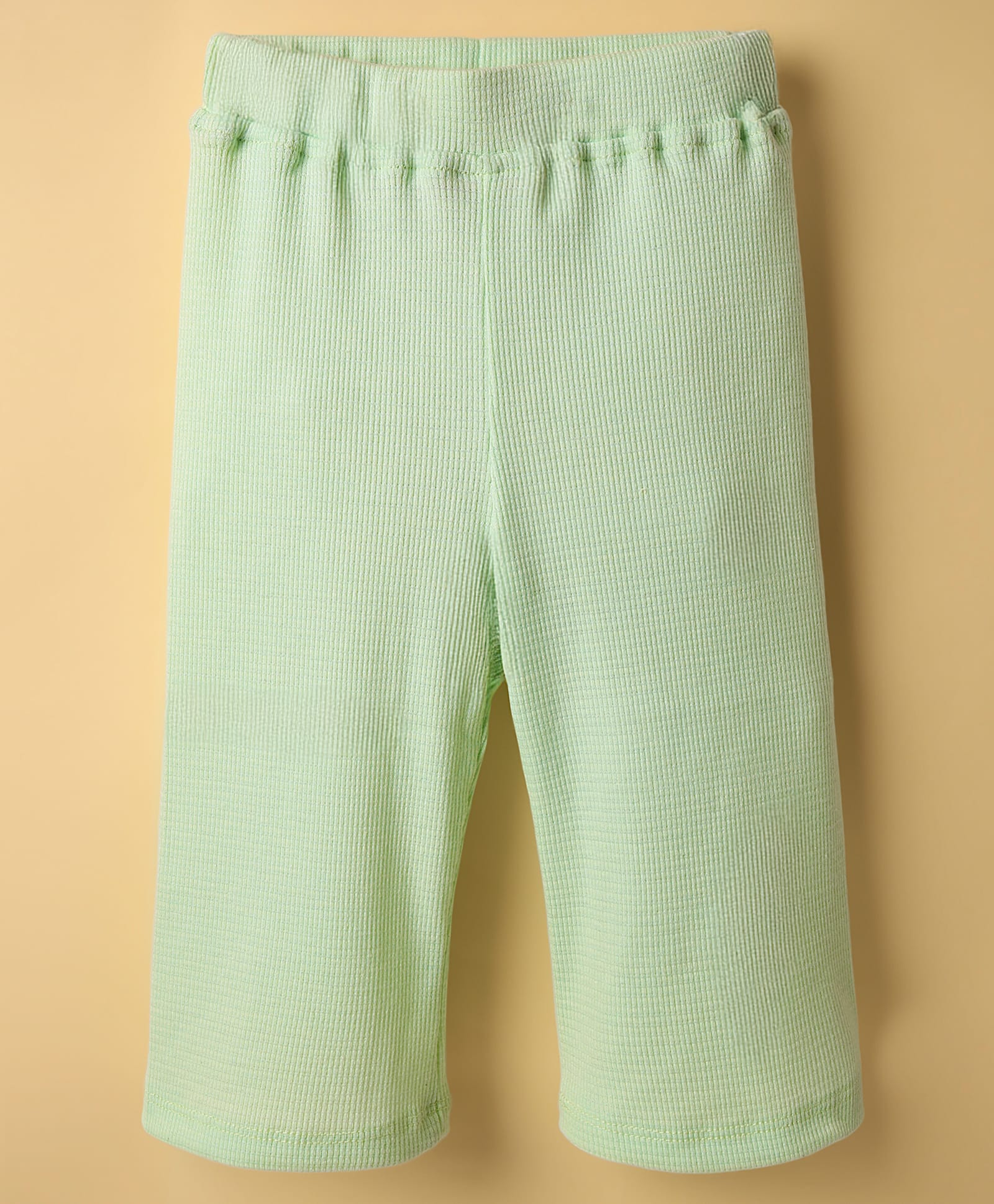 Little Kangaroos Cotton Knit Full Length Solid Color Leggings - Light Green-image-49