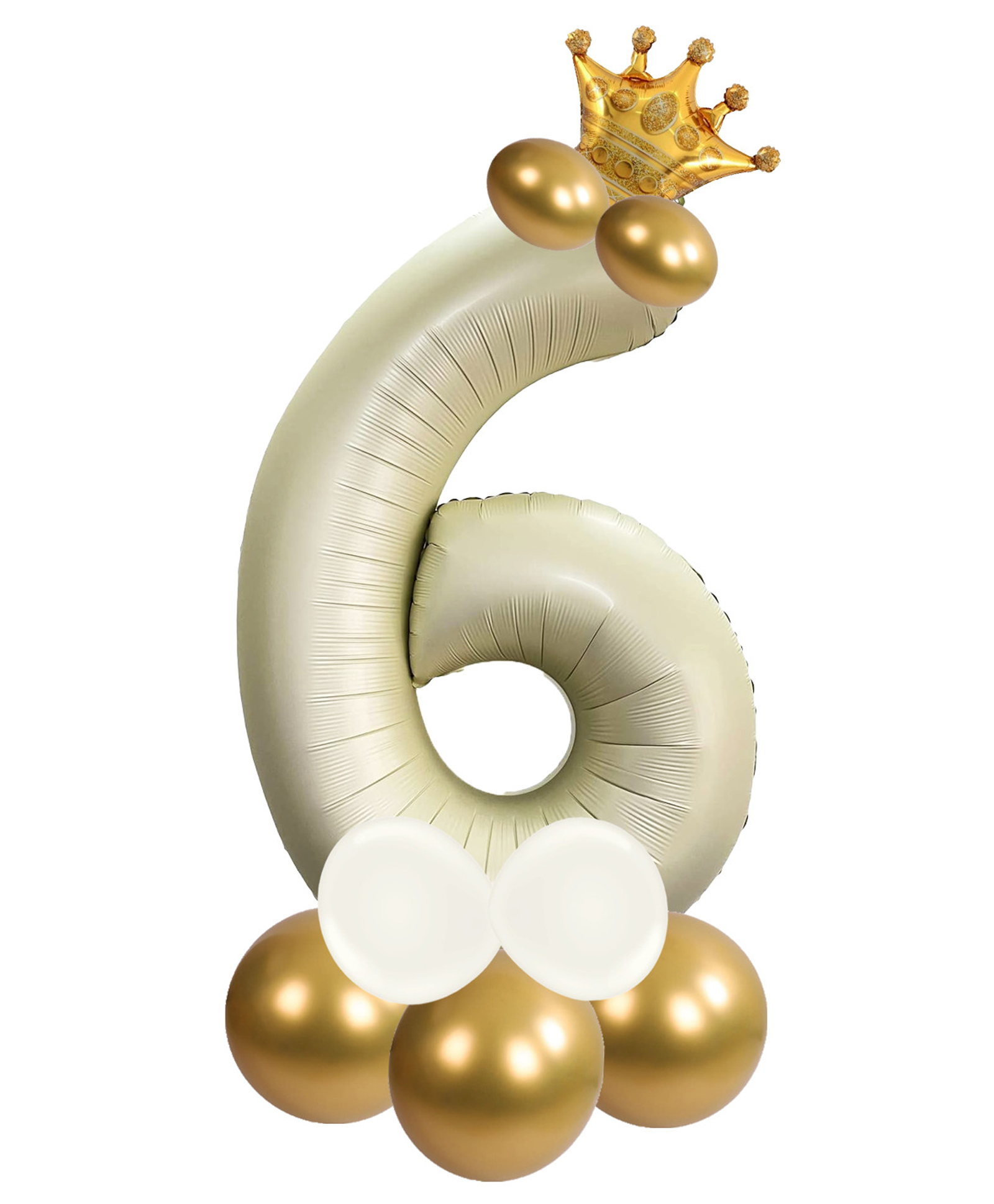 decormantra 6 six 32 inch number foil balloon for 6th birthday decoration kit items -pack of 14-cream