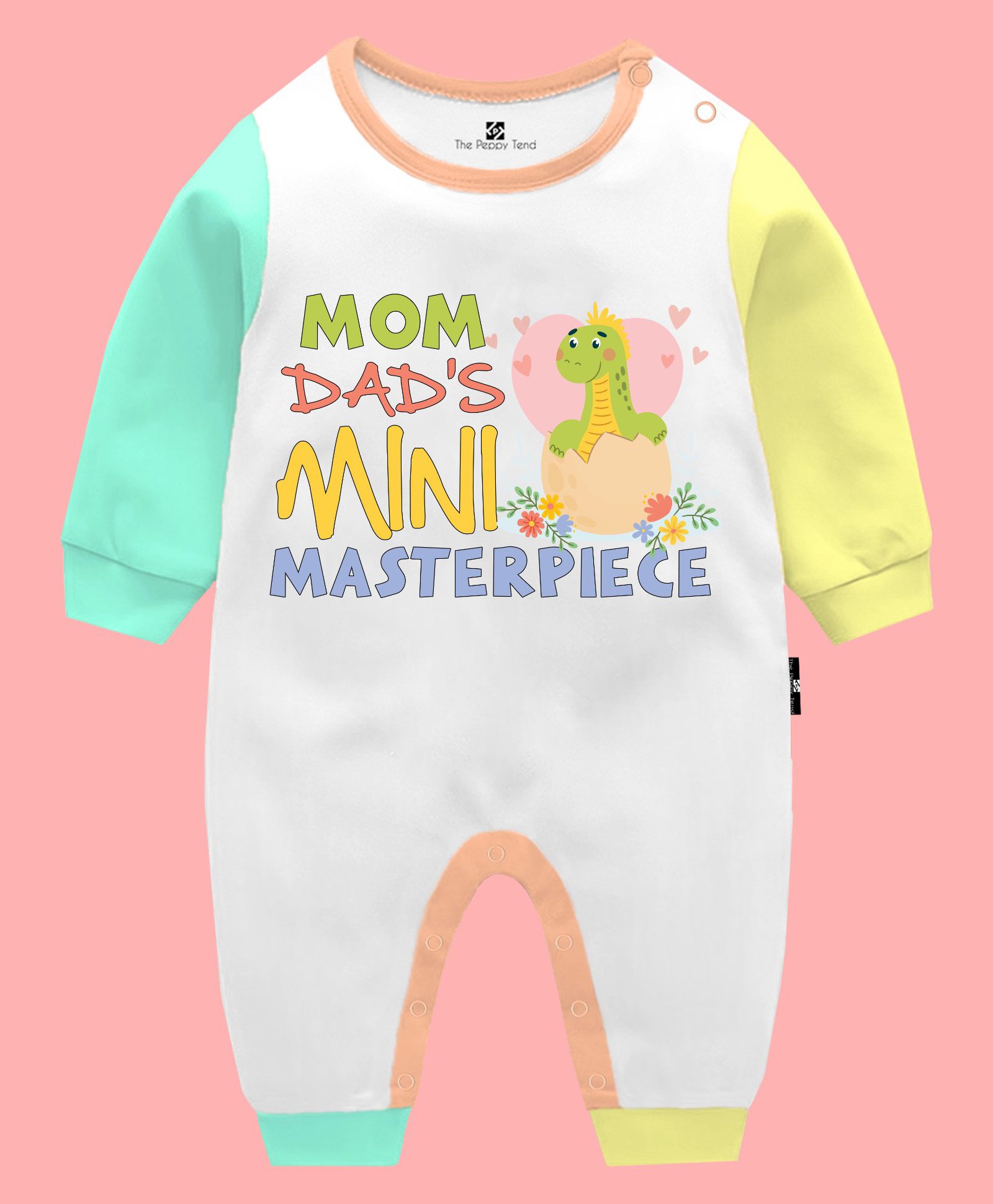 The Peppy Tend 100% Cotton Family Theme Full Sleeves Mom Dads Mini Masterpiece Text Printed Romper - Multi Colour-image-28