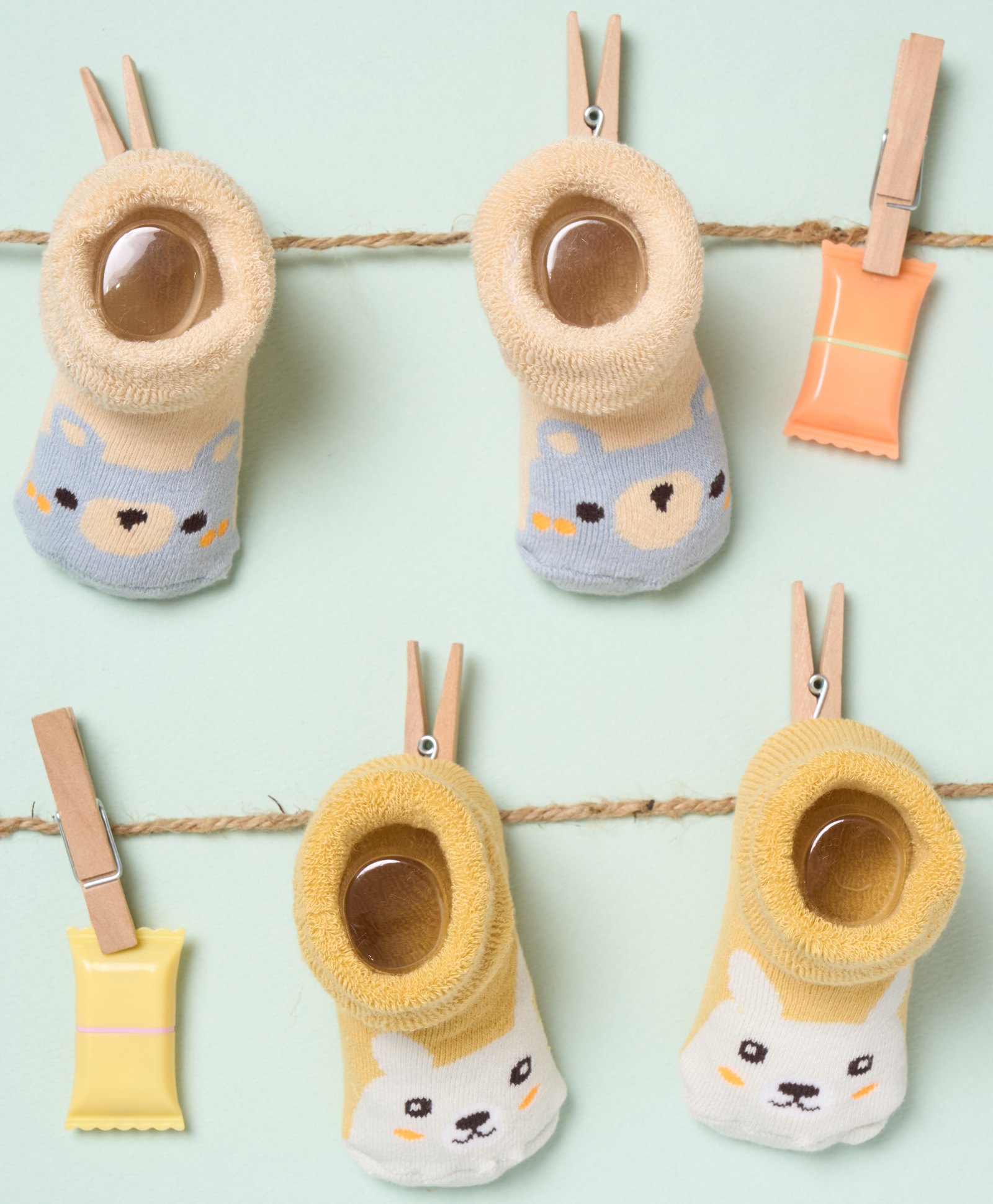 Kicks & Crawl Cotton Pack Of 2 Baby Animals Designed Socks - Cream & Yellow-picture-13