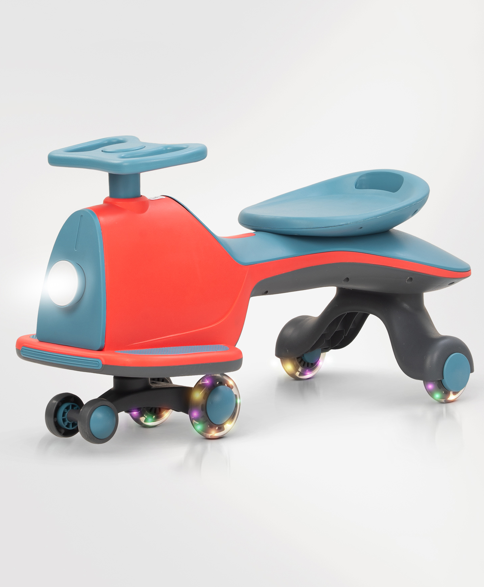 Baybee Nord Kids Magic Swing Cars Twister Push Ride on Toy Car with Music Flashing LED PU Wheels & Light - Red & Blue