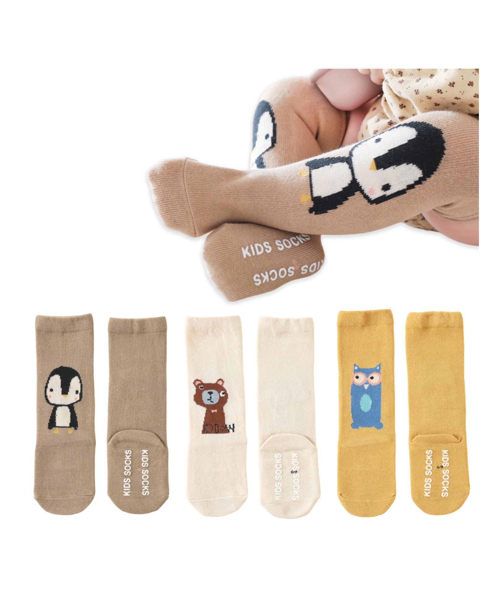 Bembika Soft Cotton Pack Of 3 Animals Designed Socks - Multi Colour-picture-47