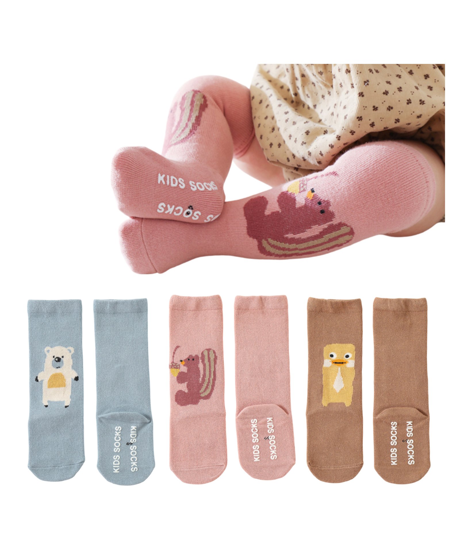 Bembika Soft Cotton Pack Of 3 Animals Designed Socks - Multi Colour-image-26