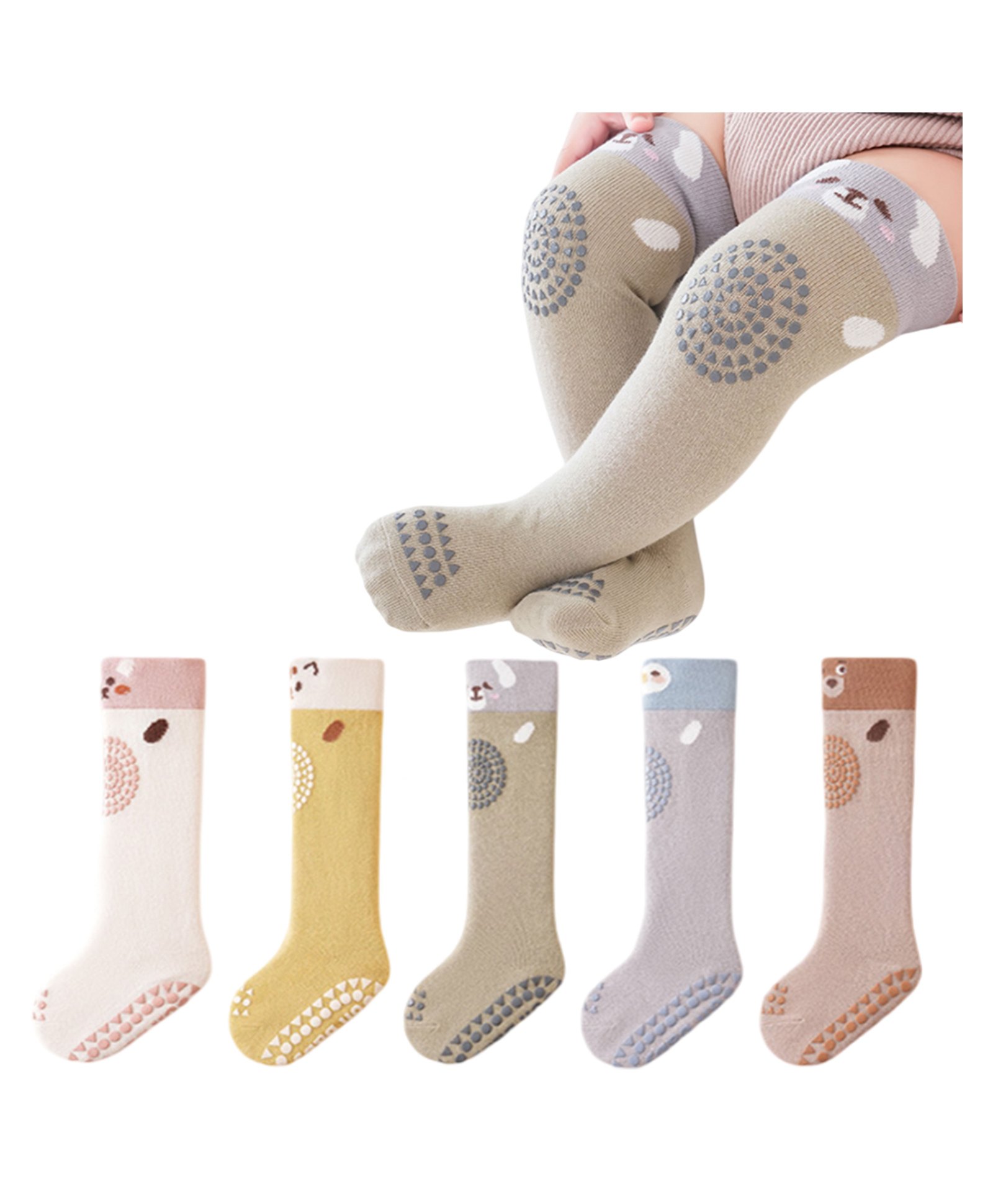 Bembika Soft Cotton Pack Of 5 Animals Designed & Colour BlockedSocks - Multi Colour-image-30