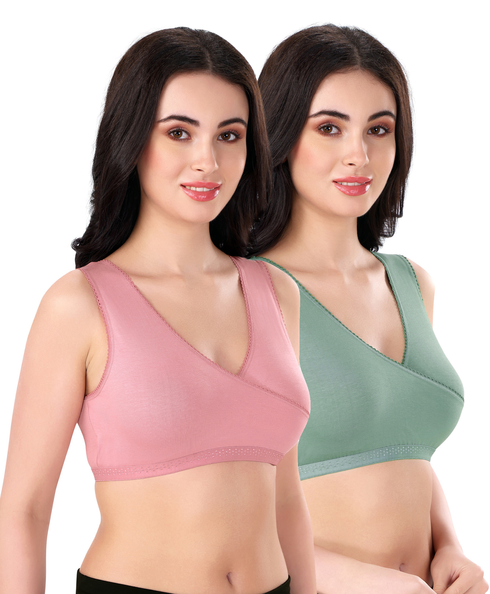 Bella Mama Cotton Elastane Knit Solid Sleep Bra Pack of 2 (Color May Vary)-picture-34