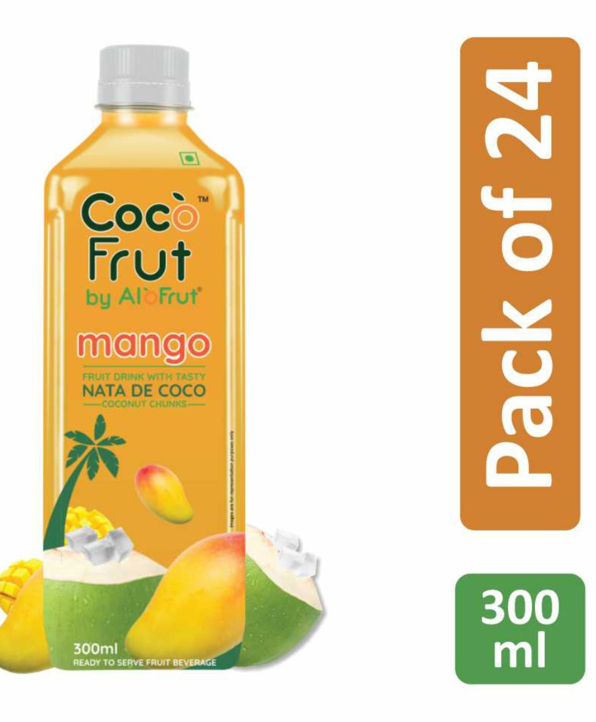 Coco Frut Mango Fruit Drink with Nata De Coco Chunks | Sip N Chew Delight - 300ml (Pack of 24)-image-36