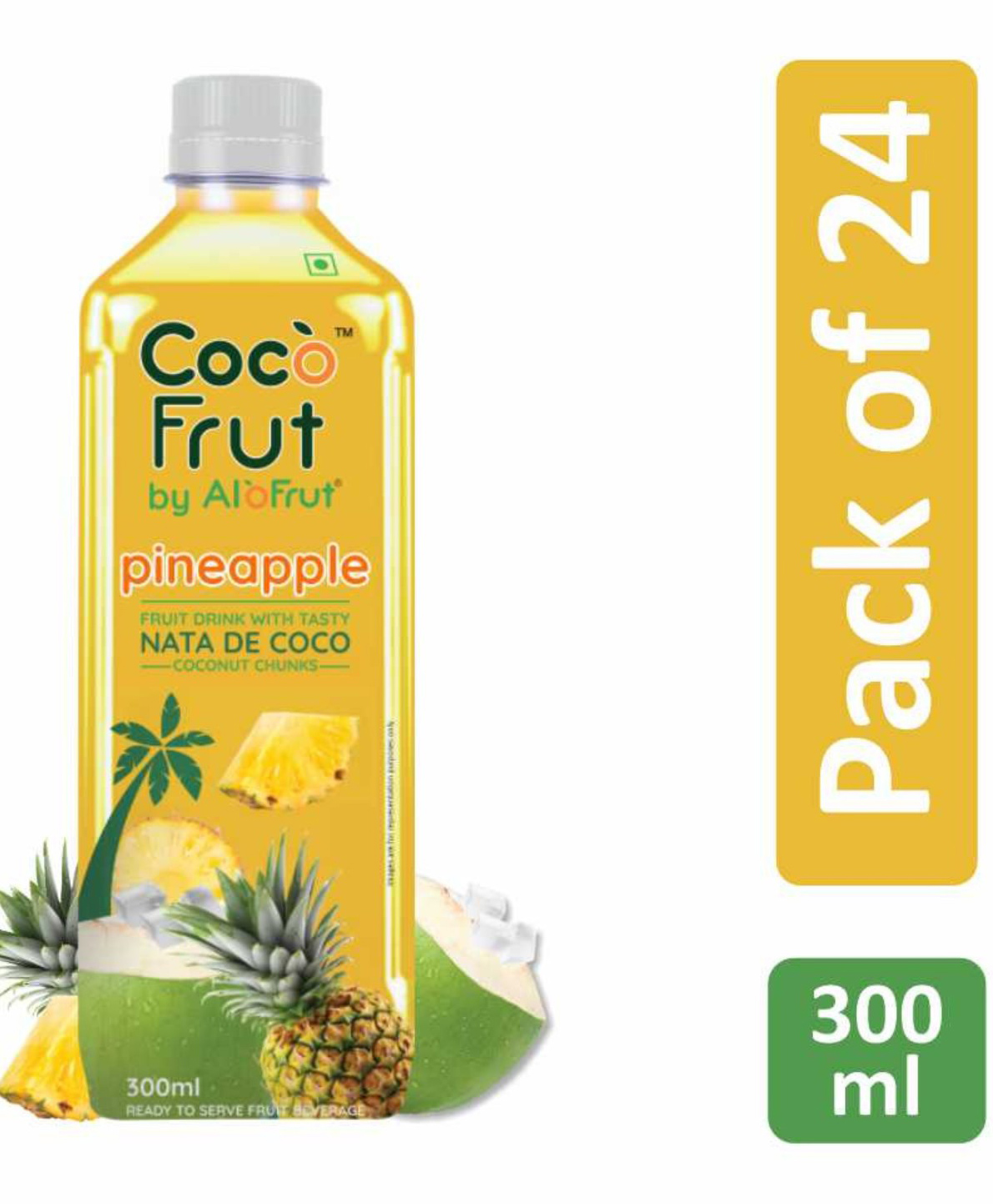 Coco Frut Pineapple Fruit Drink with Nata De Coco Chunks | Sip N Chew Delight - 300 ml (Pack of 24)-image-31