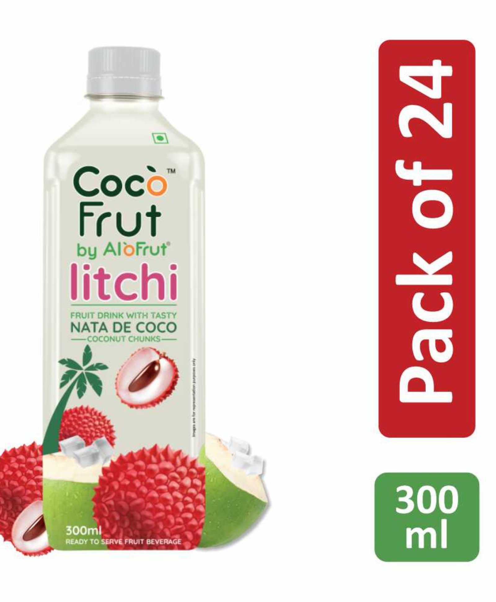 Coco Frut Litchi (lychee) Fruit Drink with Nata De Coco Chunks | Sip N Chew Delight - 300 ml (Pack of 24)-image-41