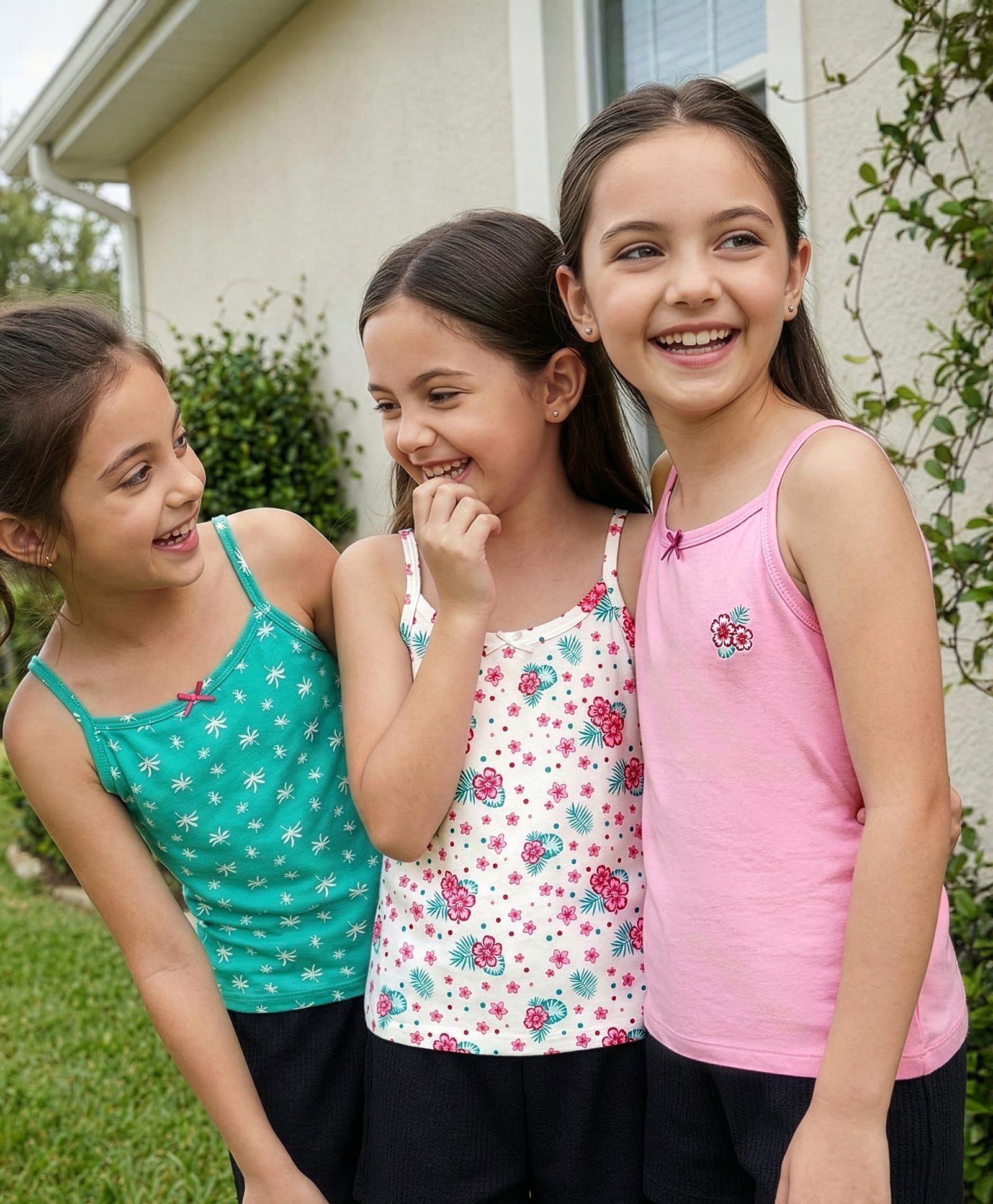 Pine Kids Cotton Knit Sleeveless Slips With Floral Print Pack Of 3 (Colour May Vary)-picture-13