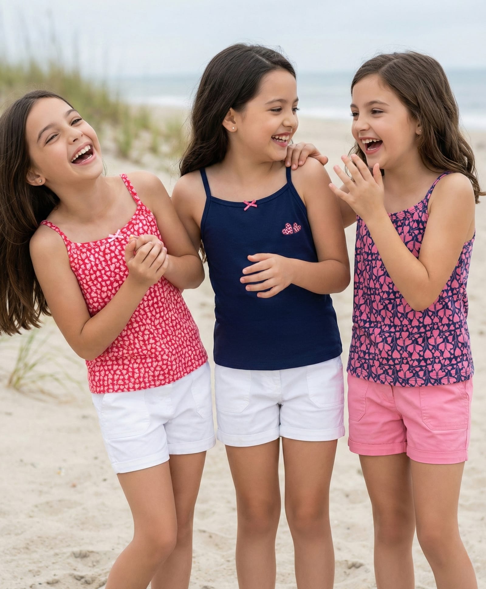 Pine Kids Cotton Knit Sleeveless Slips with Heart Print Pack of 3 (Color May Vary)-picture-20