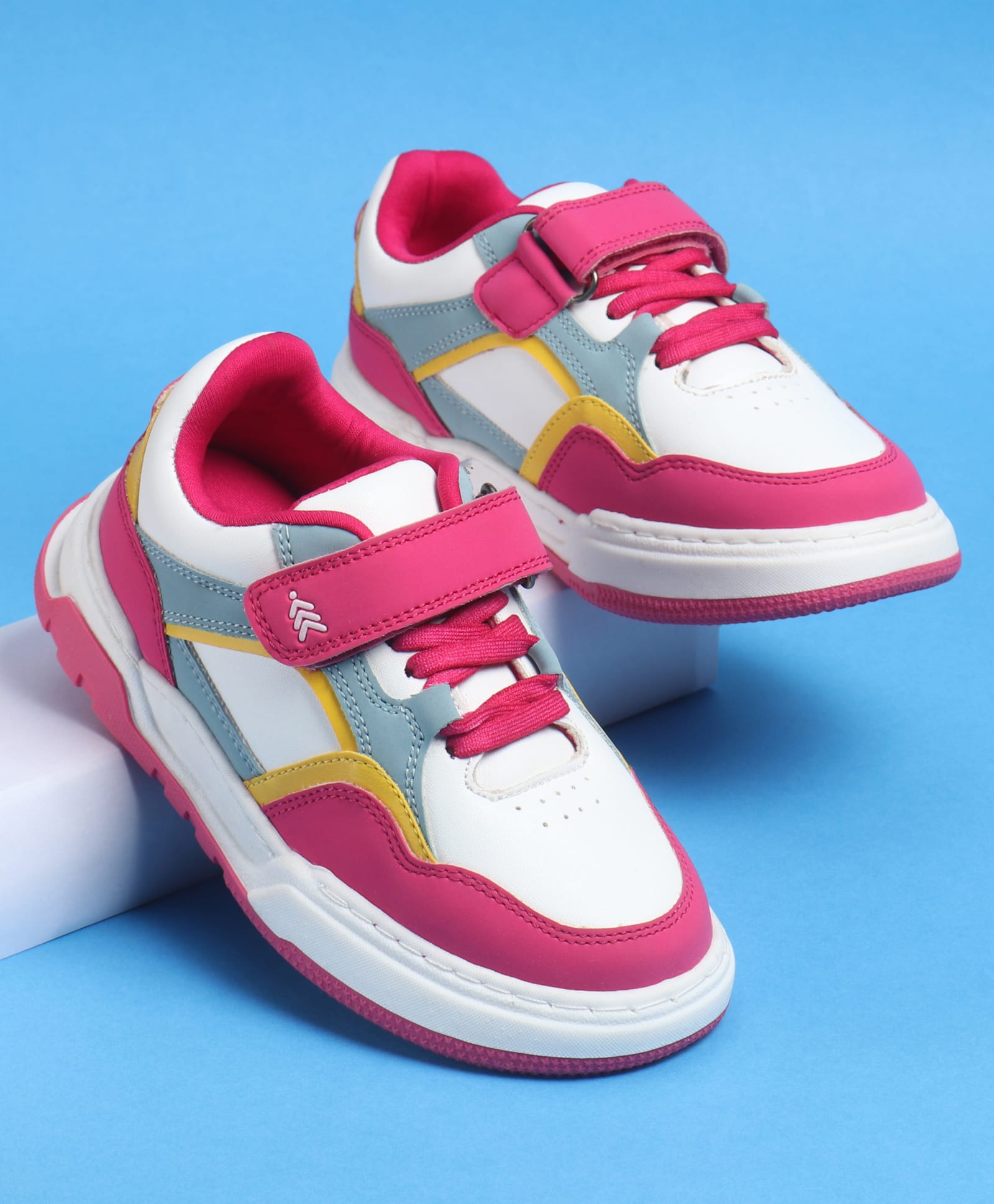 Pine Kids Velcro Closure Casual Shoes With Lace Detailing - Pink & White-image-20