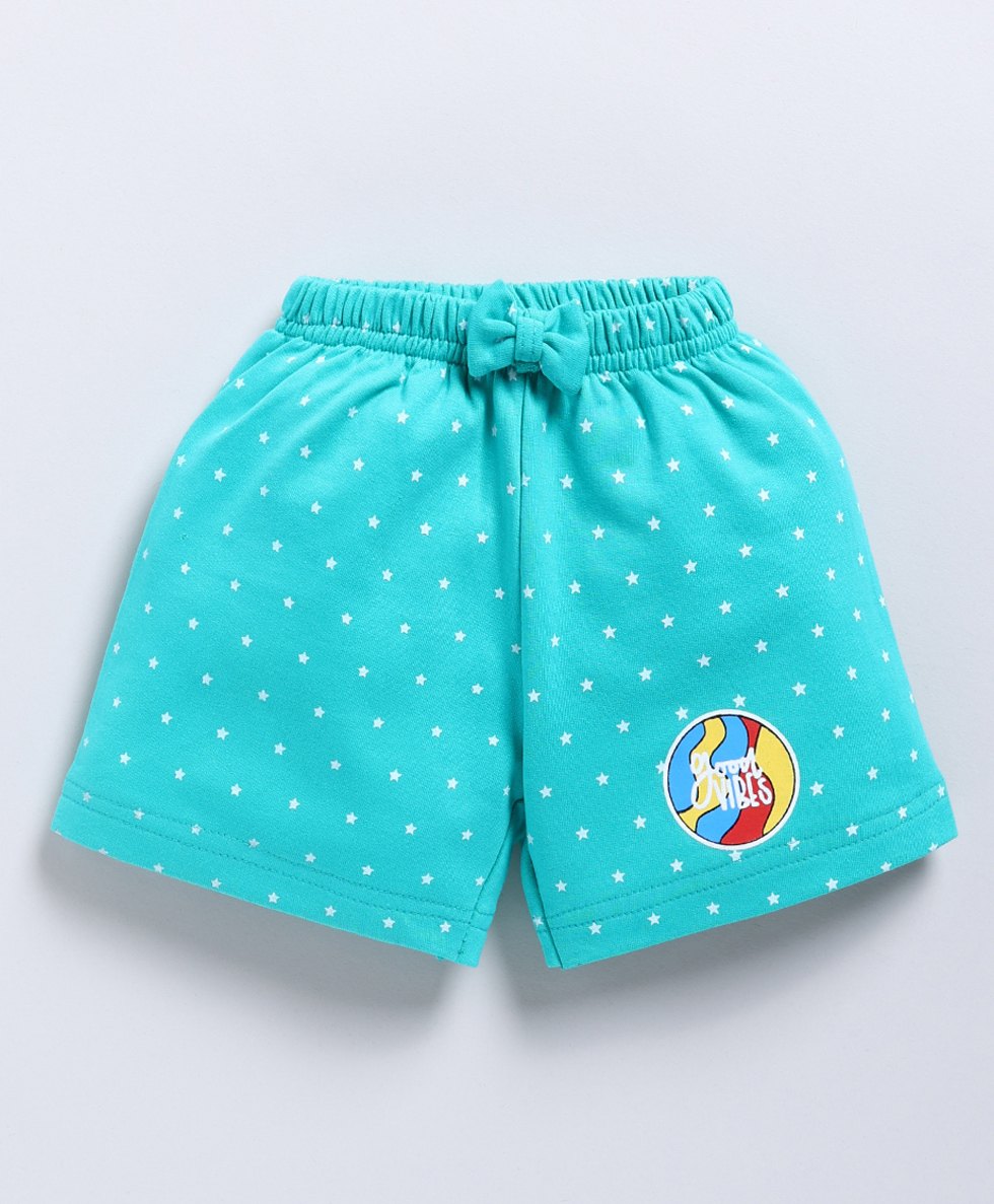 FUN A2Z Cotton Sinker Stars Printed Shorts - Coral Green-image-2