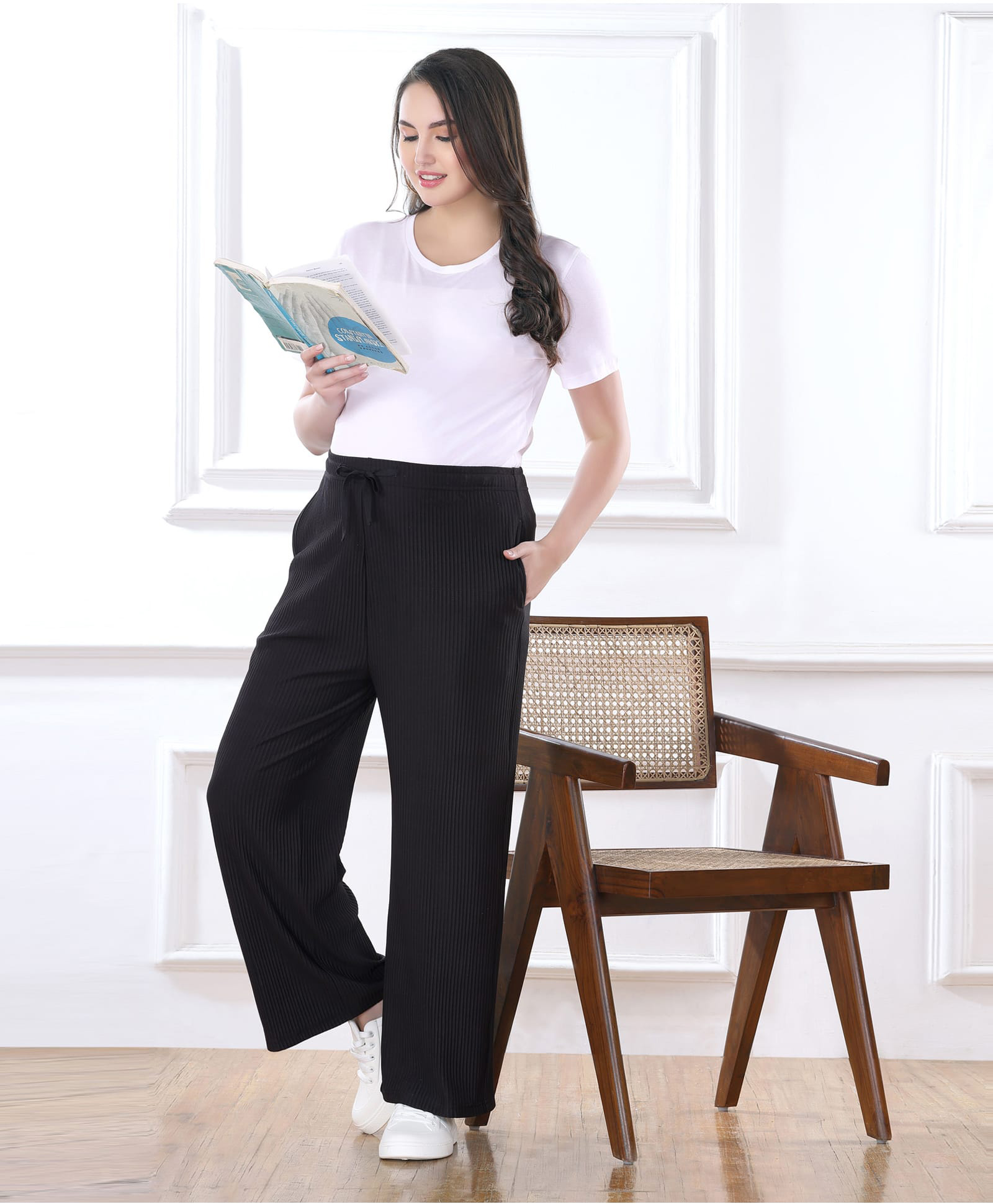 Bella Mama Full Length High Coverage Rib Knit Pant - Black-picture-34