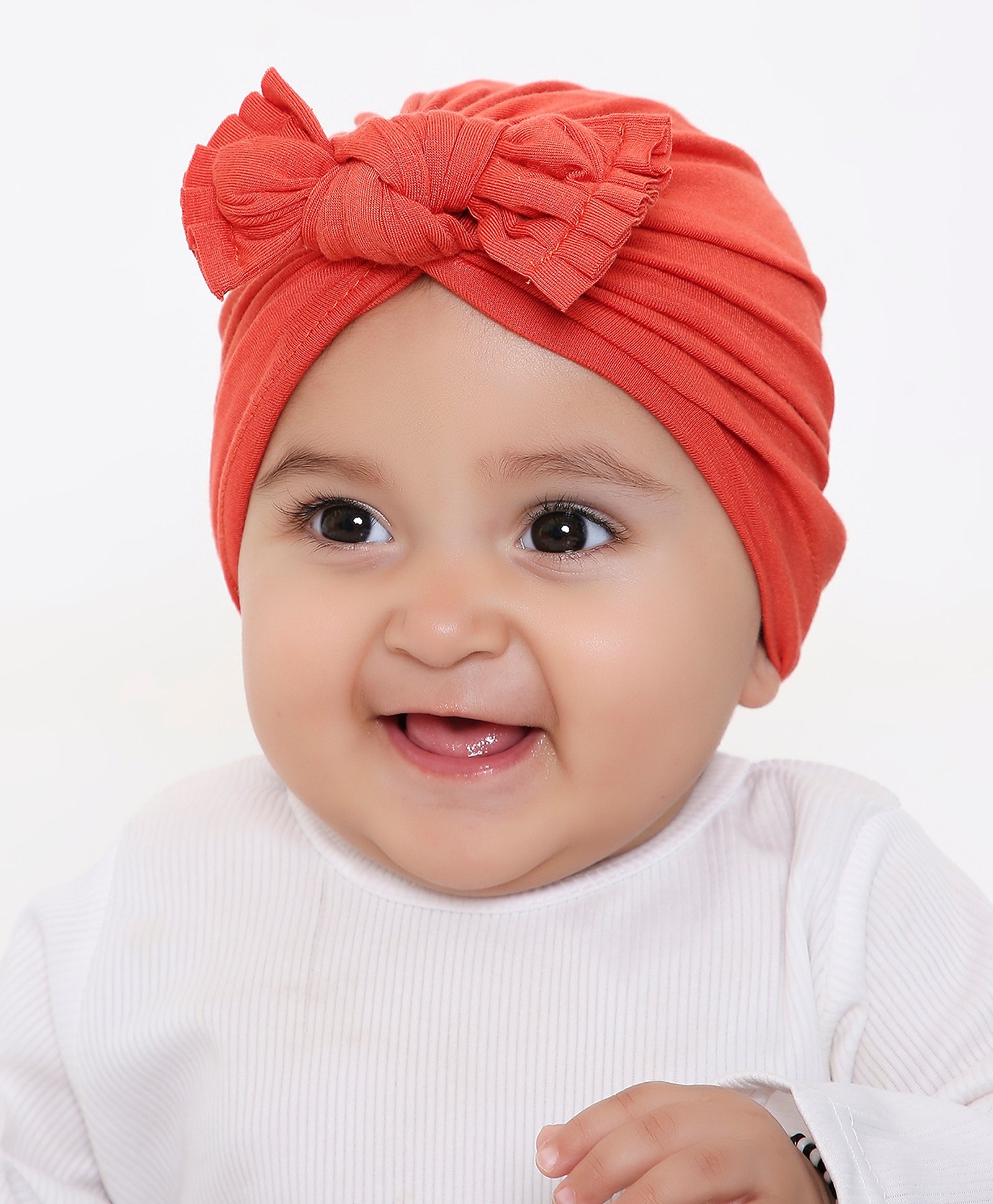 Arendelle Cotton Bow Applique Detailed Turban Cap - Red-picture-28