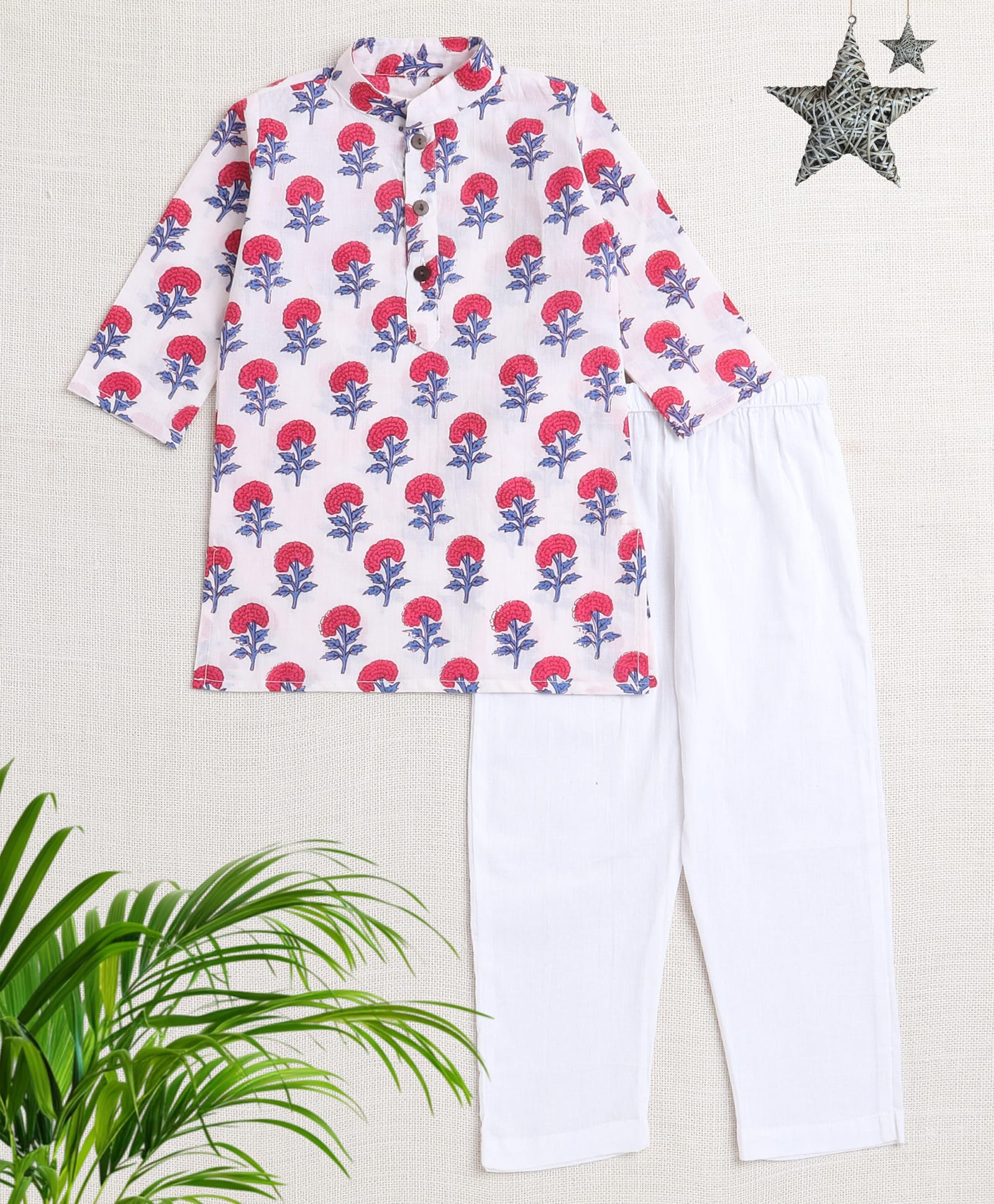 The Magic Wand Cotton Woven Full Sleeves Floral Printed Kurta & Pant Set - Pink-picture-39