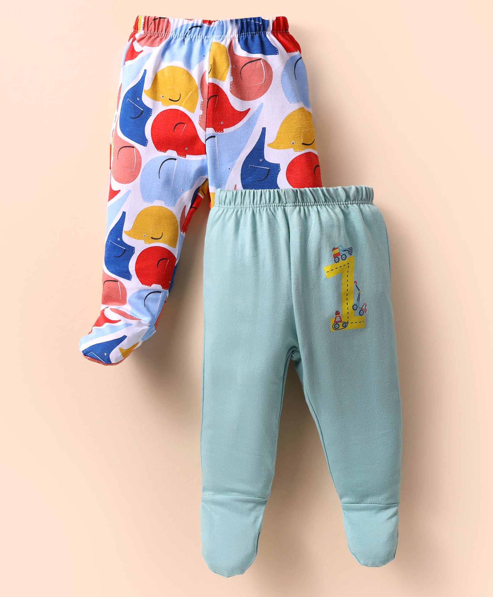 OHMS Single Jersey Knit Footed Bootie Leggings with Animal Print Pack of 2 - Multicolor-picture-12