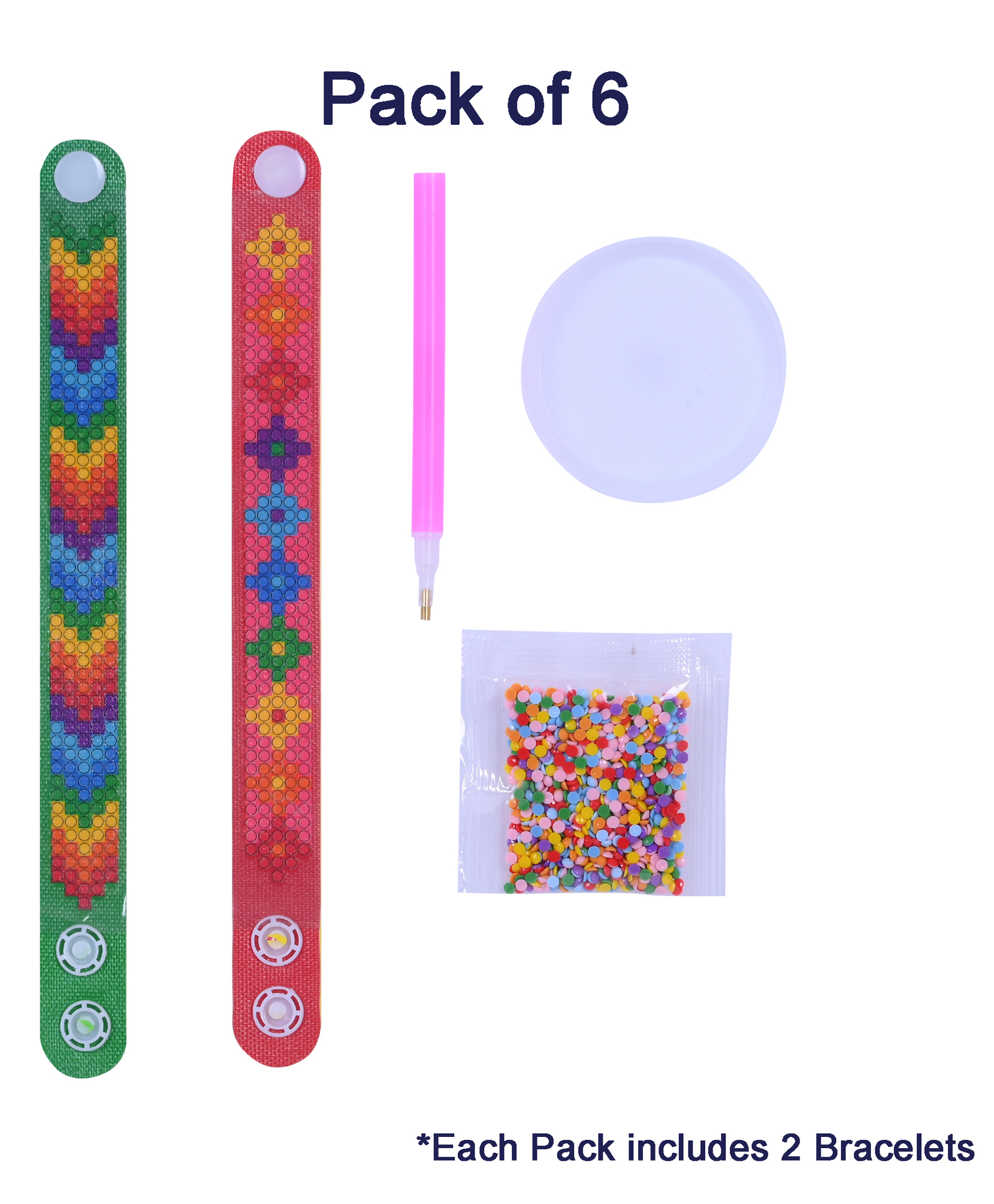 Asera 5D Diamond Art Painting Bracelets DIY Diamond Wristbands Mosaics Stickers Kit Jewelry Making Arts Crafts Pack of 6 - Multicolor-picture-22