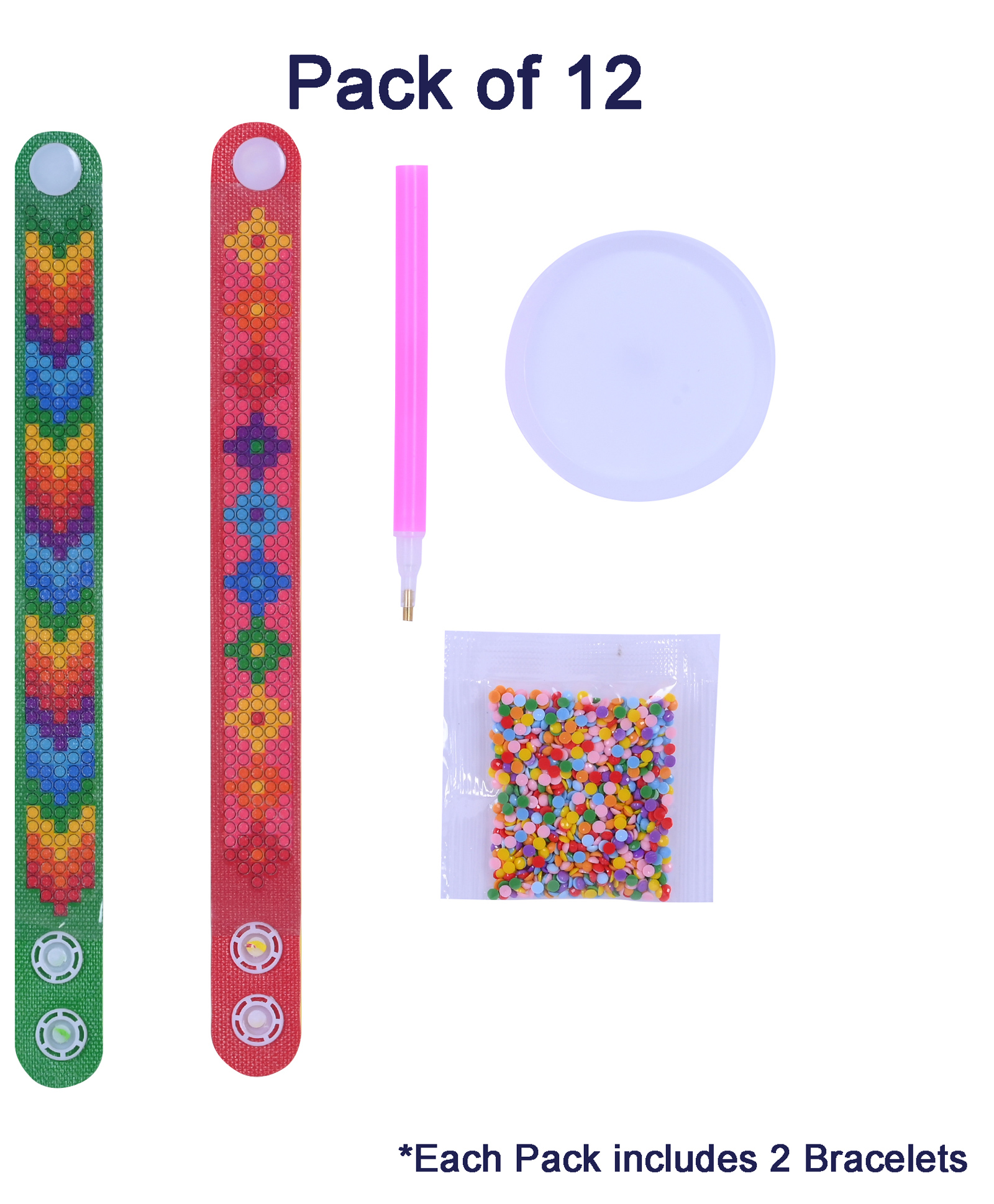 Asera 5D Diamond Art Painting Bracelets DIY Diamond Wristbands Mosaics Stickers Kit for Kids Girls Jewelry Making Arts Crafts Pack of 12 - Multicolor-picture-21