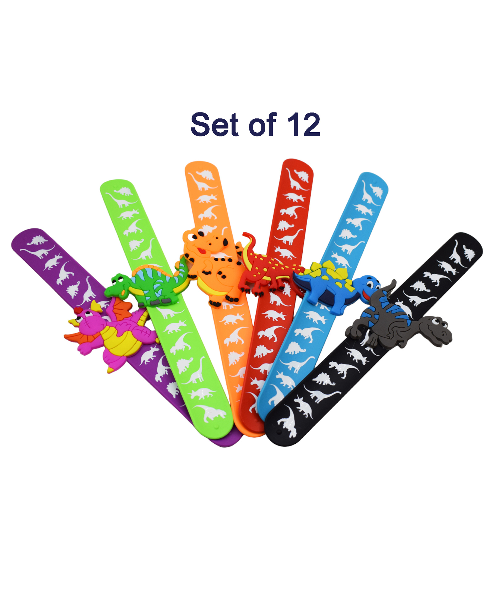 Asera Dinosaur Slap Bands Silicone Wristbands Party Supplies Kids Party Favors Decor Novelty Toy School Prize Gifts Children Goodie Bag Fillers Birthday Return Gifts (Dino 12 Pcs)