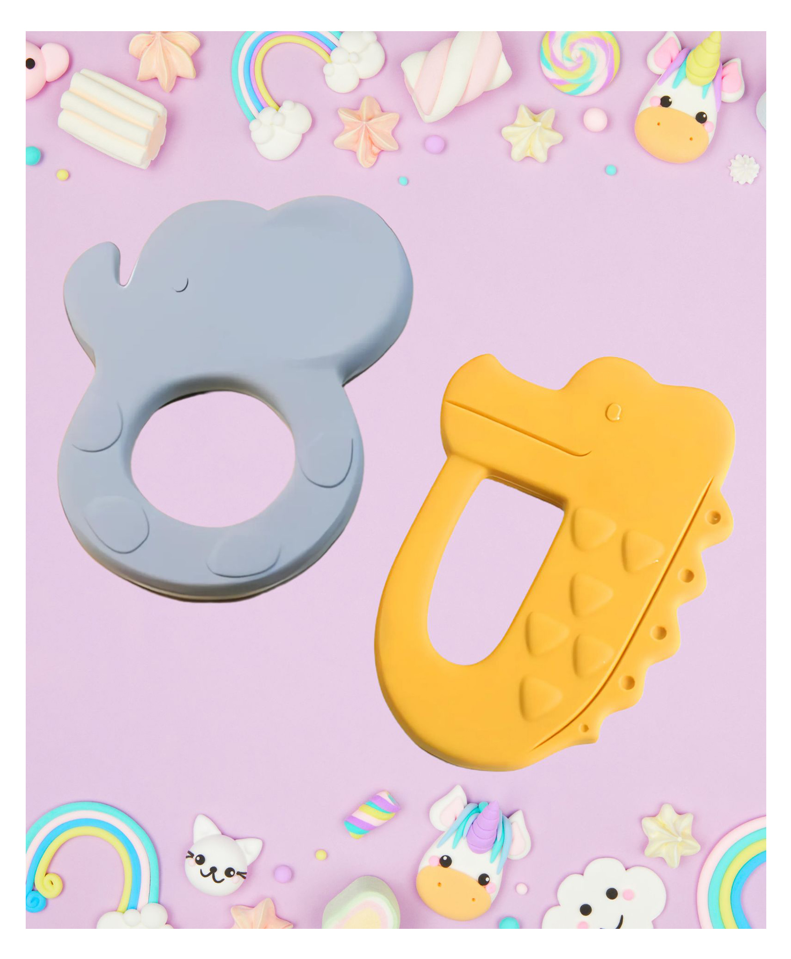 SUN & SHINE | 100% Natural Rubber & Silicone Teether For 6 To 12 Months Baby | BPA-Free, Soft & Gentle | Teething Toys For Babies | Pack of 2 - Random Color | Ideal Gifts For New Parents (Jumbo Joy + Gummy Gator)-image-44
