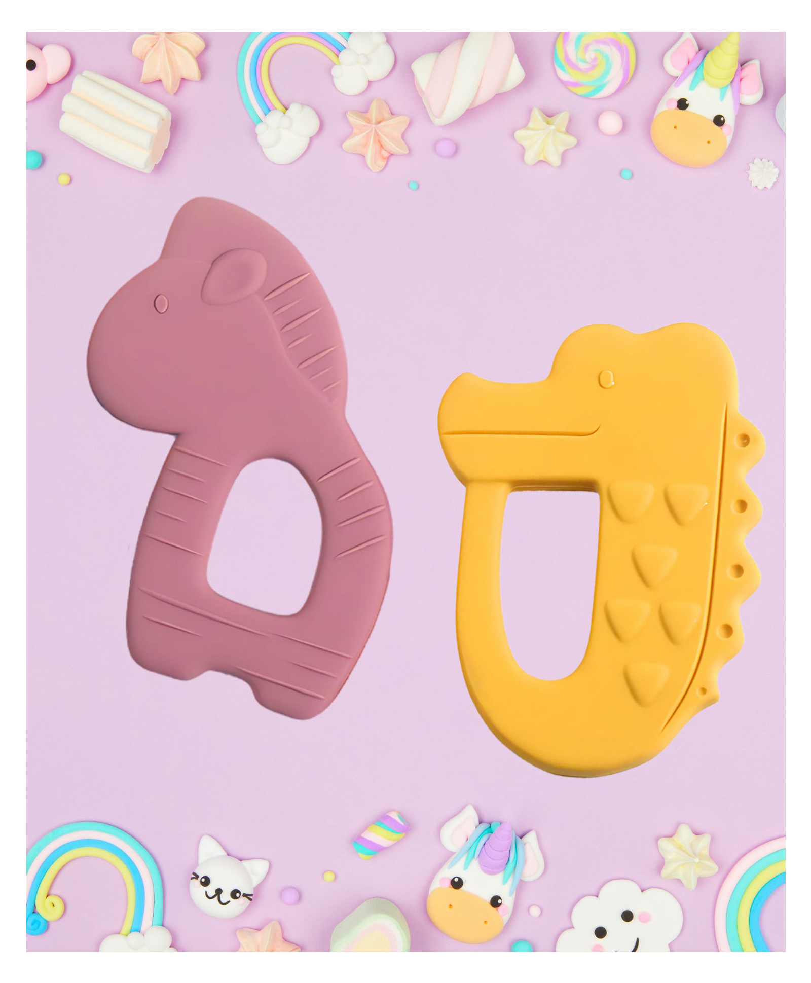 SUN & SHINE | 100% Natural Rubber & Silicone Teether For 6 To 12 Months Baby | BPA-Free, Soft & Gentle | Teething Toys For Babies | Pack of 2 - Random Color | Ideal Gifts For New Parents (Neigh Neigh Nibbler + Gummy Gator)-image-49
