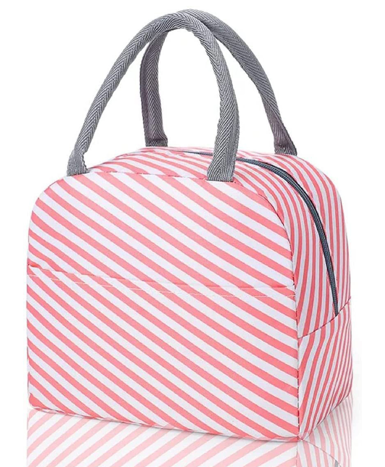House of Quirk Insulated Lunch Bags Small for Women Work,Student Kids to School,Thermal Cooler Tote Bag Picnic Organizer Storage Lunch Box Portable and Reusable (Pink Stripes, Oxford Fabric)-picture-35