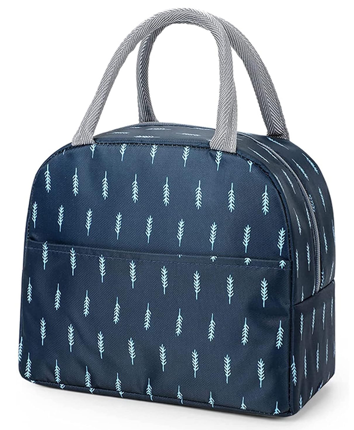 House of Quirk Insulated Lunch Bags Small for Women Work,Student Kids to School,Thermal Cooler Tote Bag Picnic Organizer Storage Lunch Box Portable (Blue Leaf) (Nylon)-picture-37