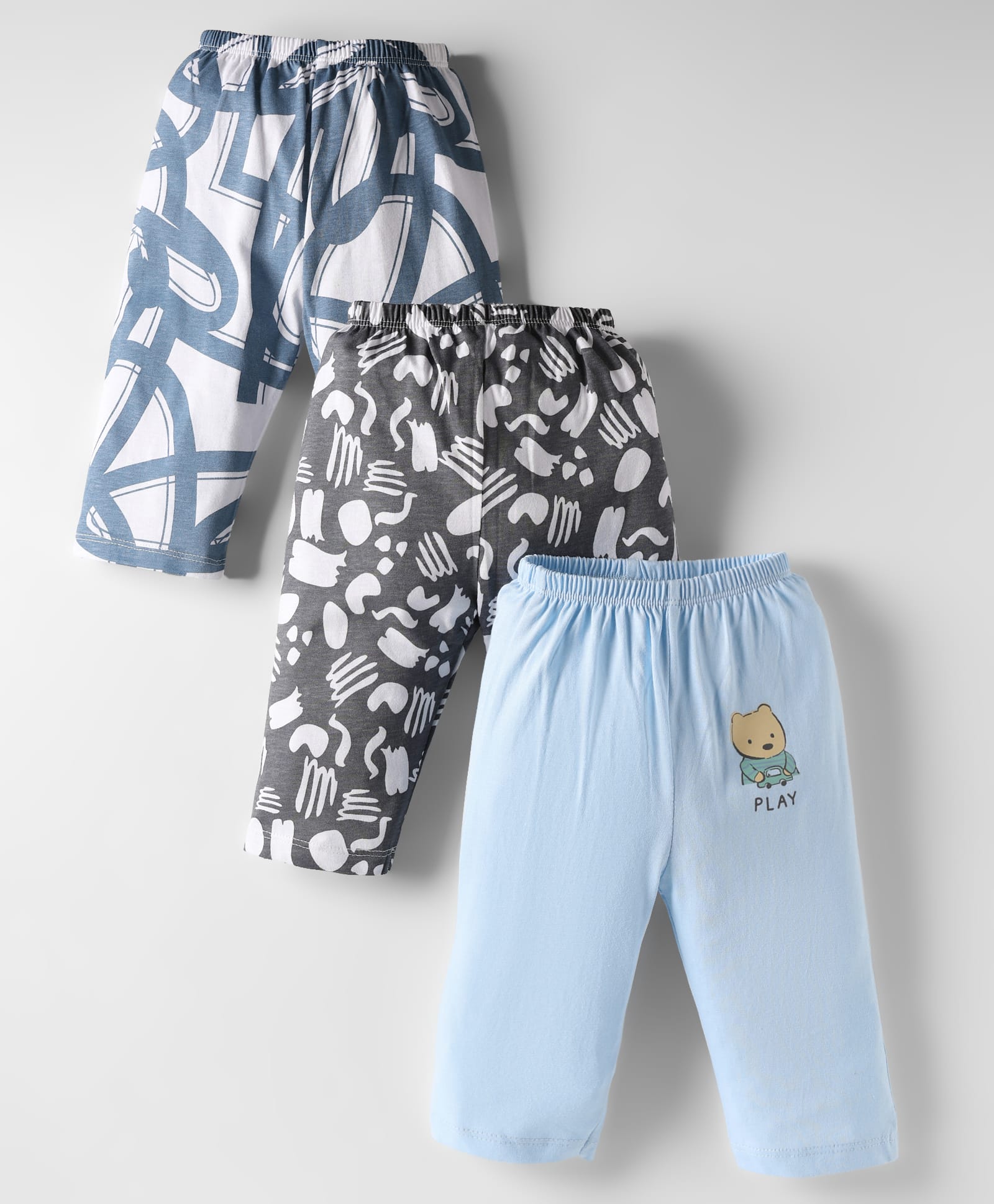 OHMS Single Jersey Knit Full Length Lounge Pants with Bear Print Pack of 3 - Multicolor-picture-18