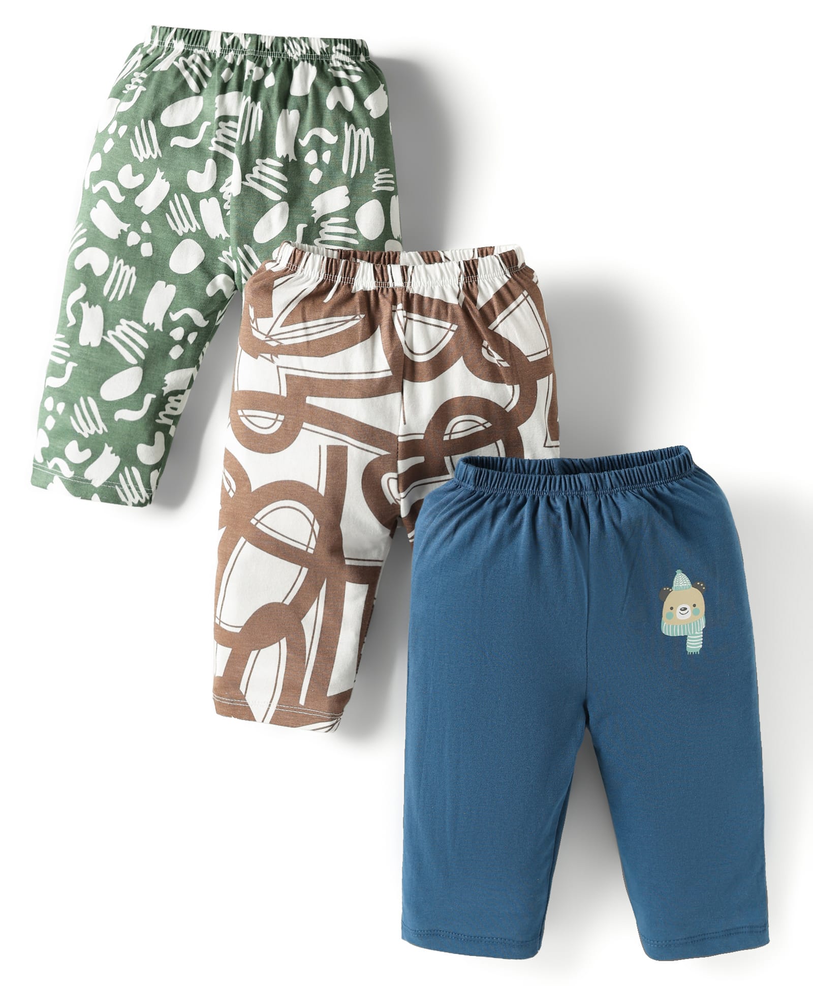 OHMS Single Jersey Knit Full Length Lounge Pants with Bear Print Pack of 3 - Multicolor-picture-14