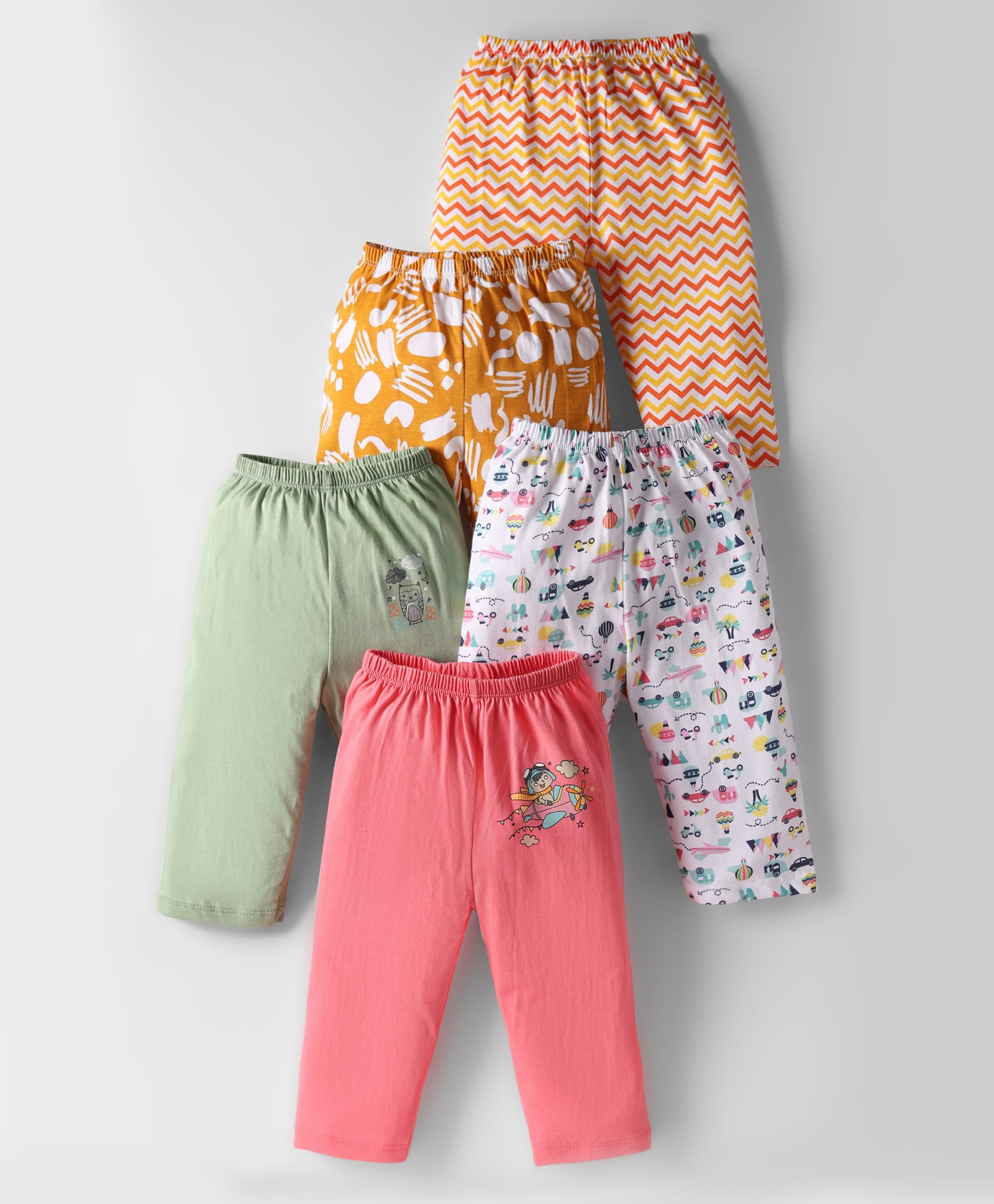 OHMS Single Jersey Knit Full Length Lounge Pants with Animal Print Pack of 5 - Multicolor-image-48