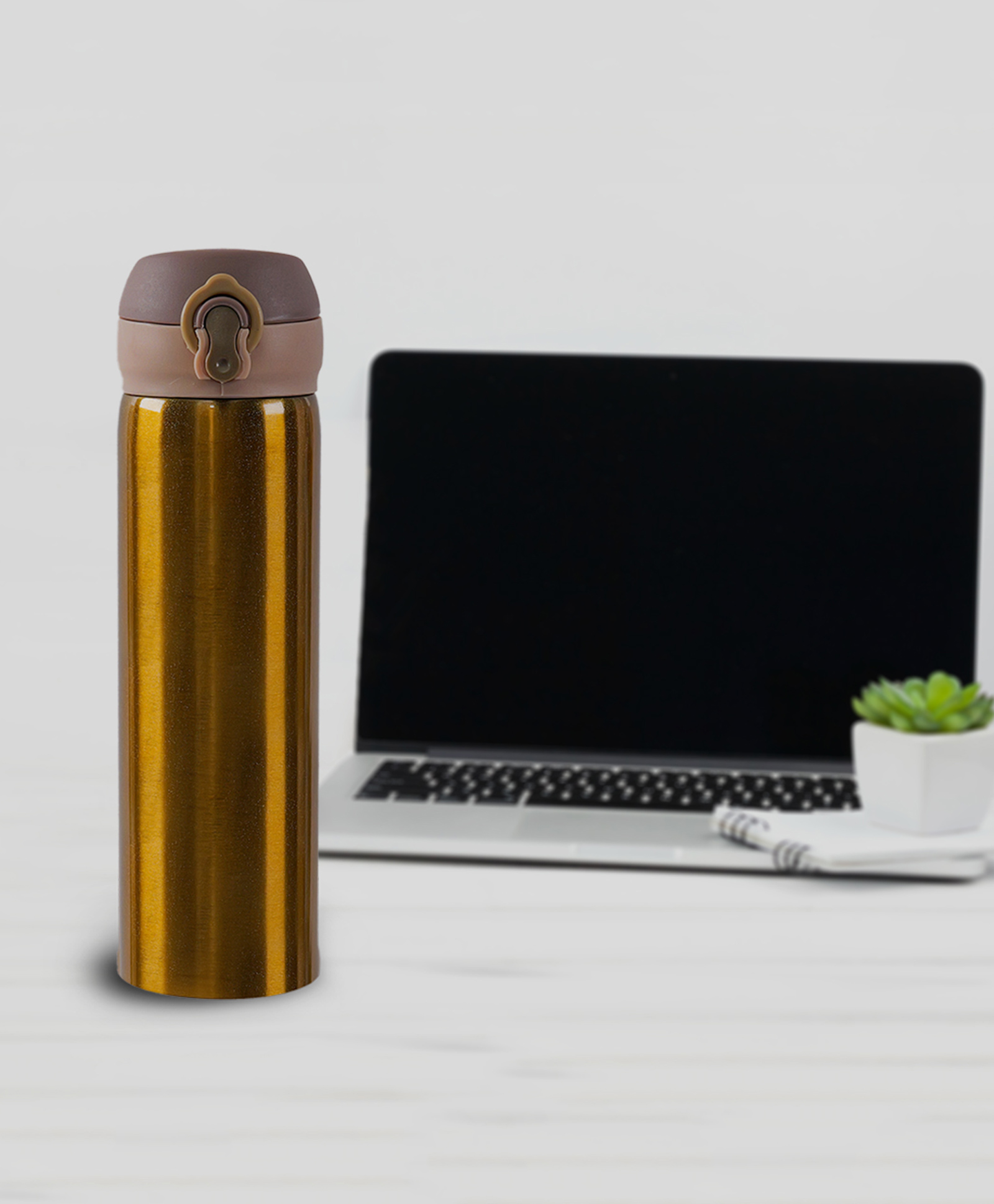 Yellow Bee Insulated Hot & Cold Stainless Steel Flask with Spill-Proof Lock Lid For Boys & Girls- 500ml, Gold-image-29