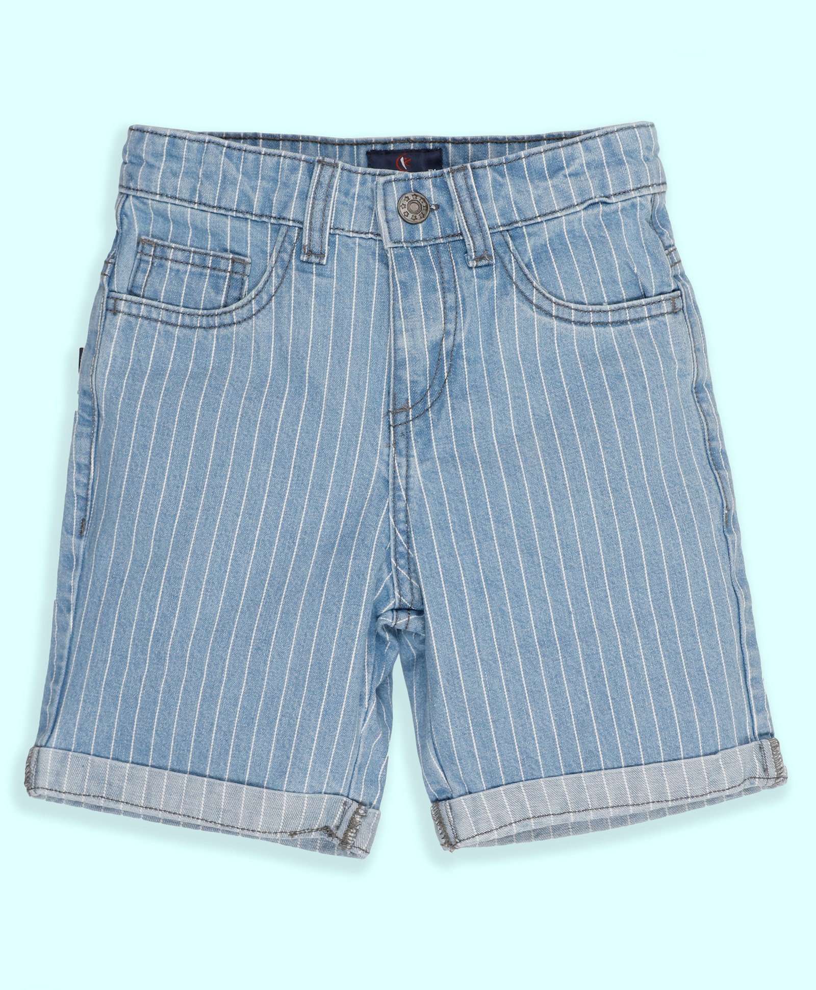 Kiddopanti Denim Striped Shorts - Light Blue-image-29