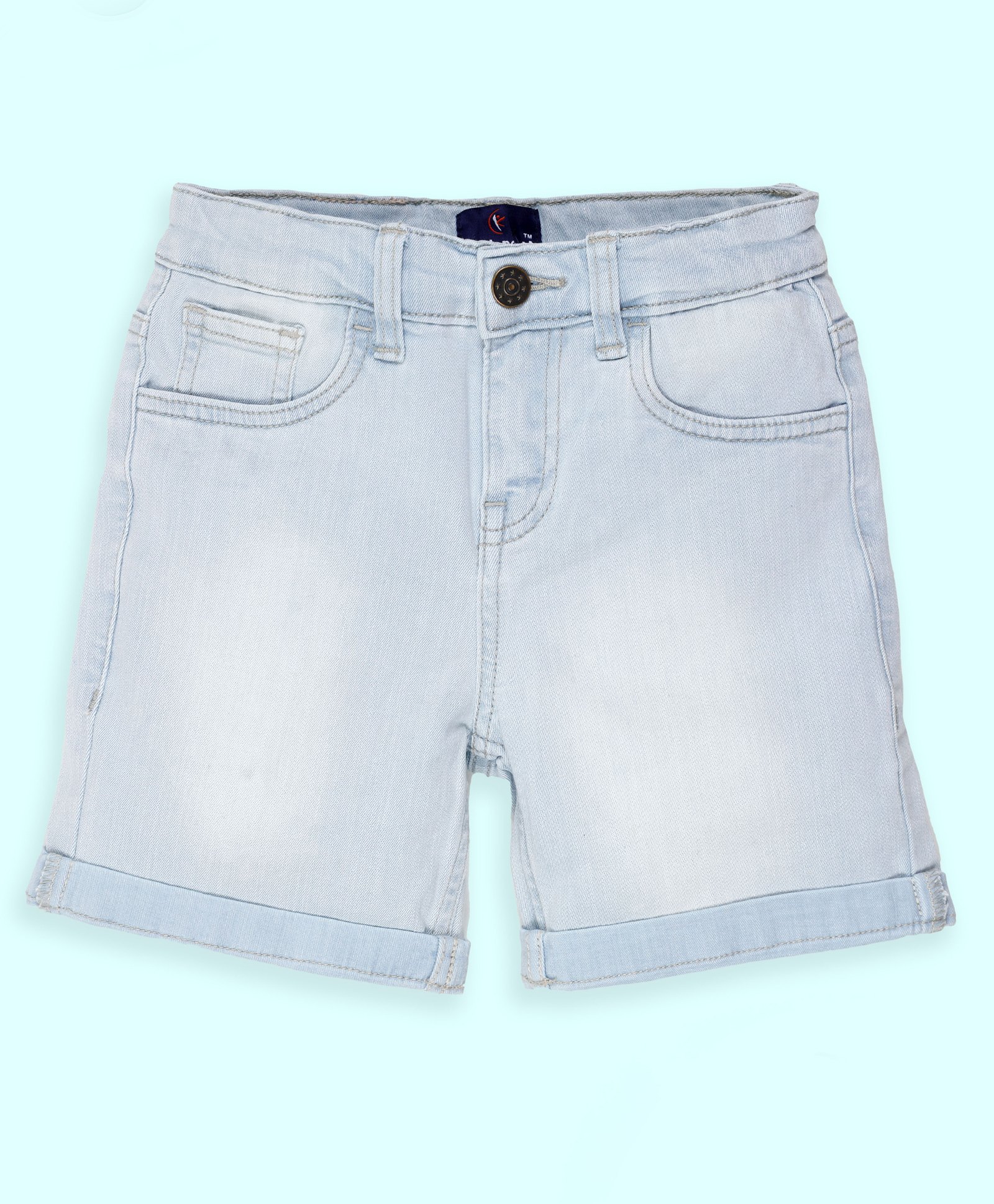 Kiddopanti Denim Washed Roll Up Shorts - Ice Blue-picture-25