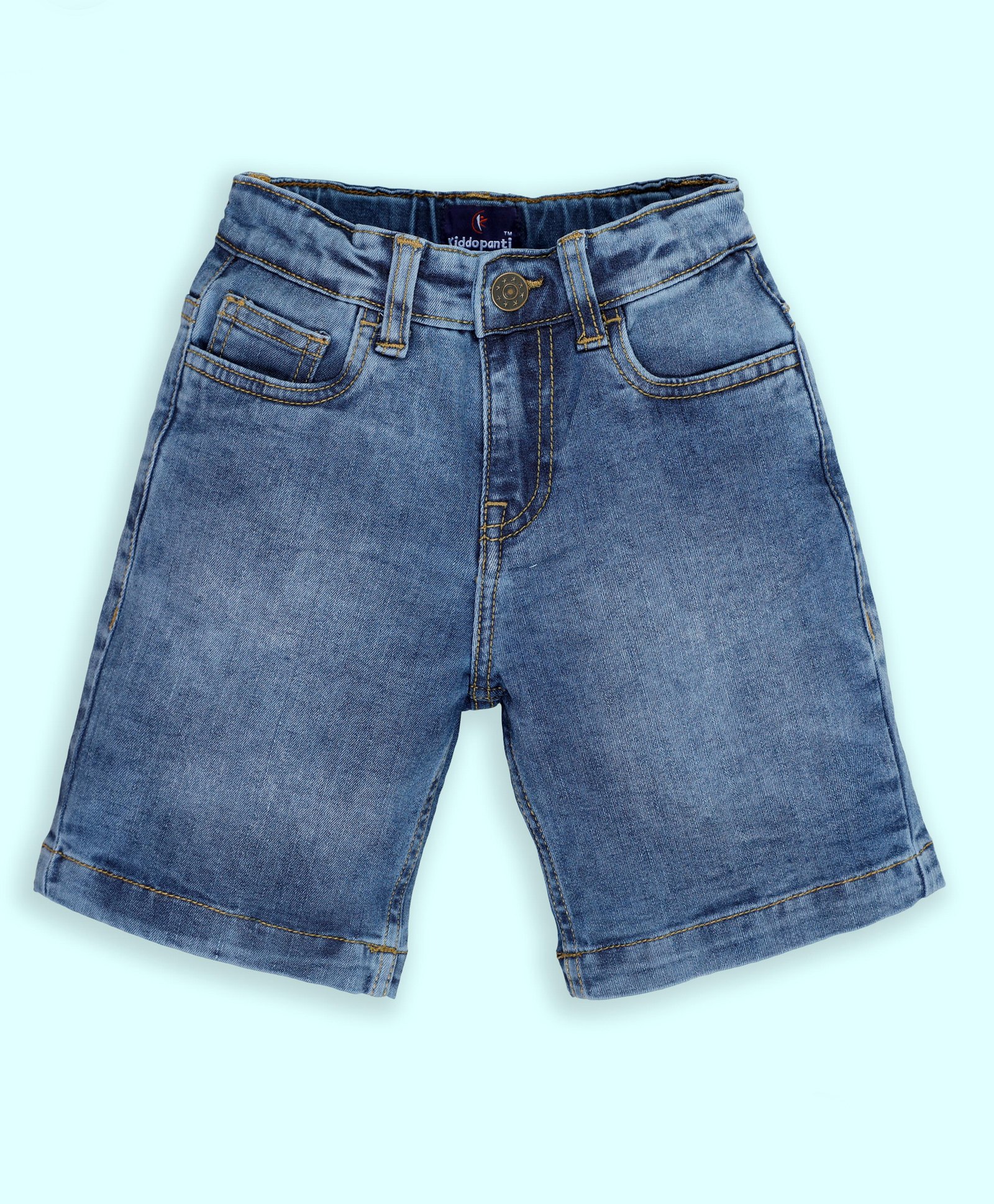 Kiddopanti Denim Washed Shorts - Medium Blue-picture-27