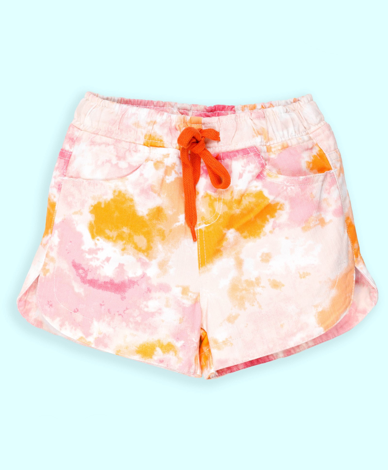 Kiddopanti Cotton Tie Dye Shorts - Baby Pink & Peach-picture-27