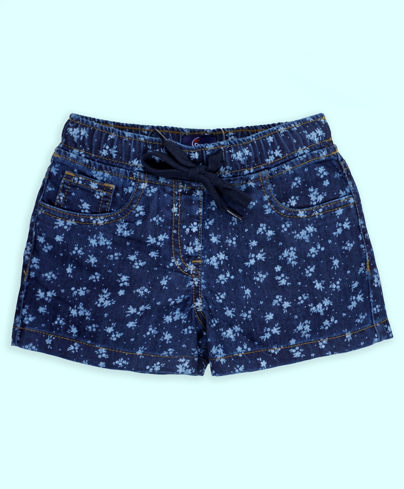 Kiddopanti Cotton Floral Printed Shorts - Dark Blue-image-35