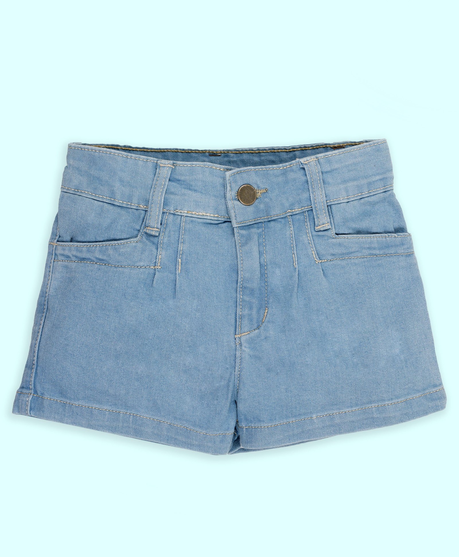 Kiddopanti Denim Solid Shorts - Light Blue-picture-37
