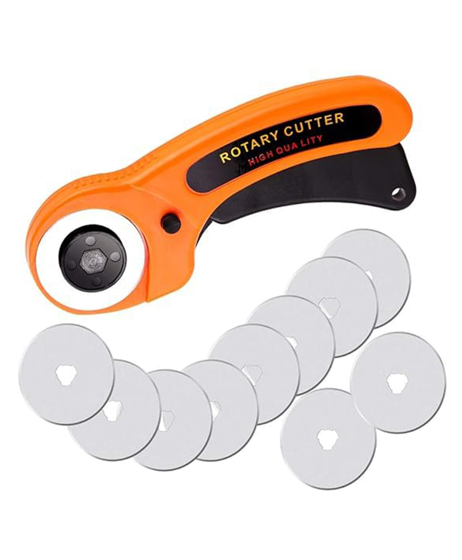 MOMISY Rotary Cutter, 45mm Blade with Safety Lock, 10 Replacement Blades - Orange-picture-19